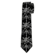 Buckle-Down Necktie - Skull & Dagger w/Filigree Black/Gray Neckties Buckle-Down
