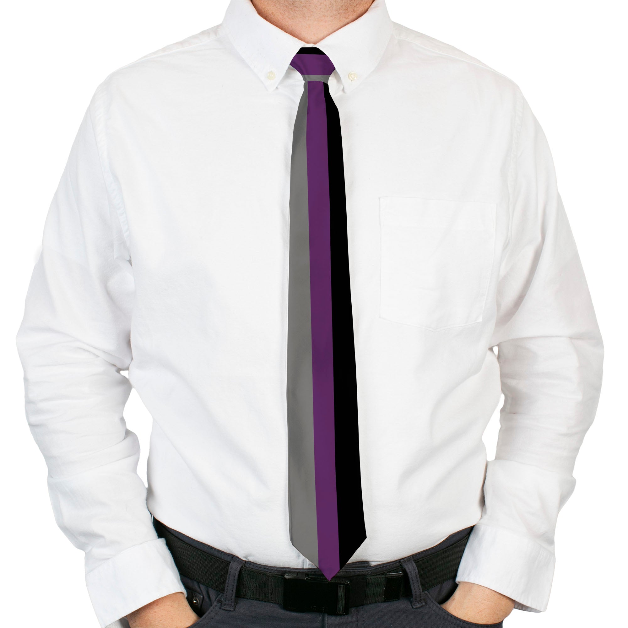 Buckle-Down Necktie - Stripes Black/Purple/Gray Neckties Buckle-Down
