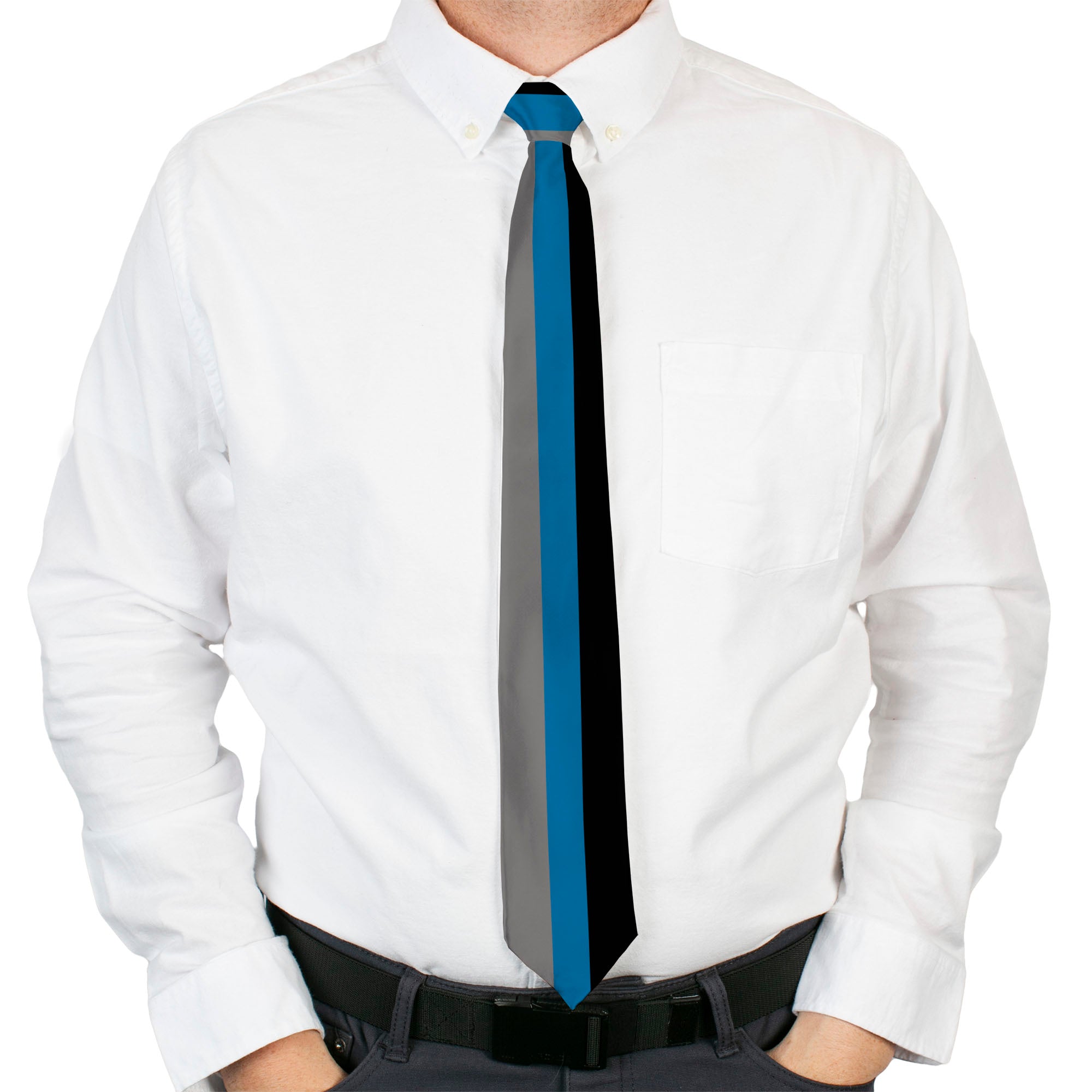 Necktie Standard - Stripes Black/Turquoise/Gray Neckties Buckle-Down