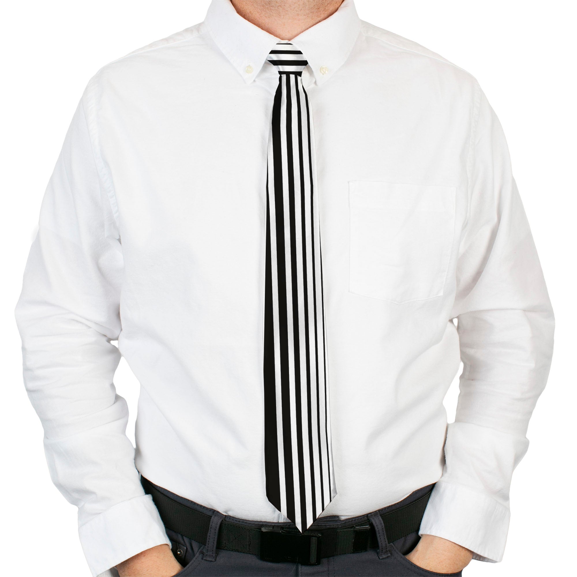 Buckle-Down Necktie - Stripe Transition Black/White Neckties Buckle-Down