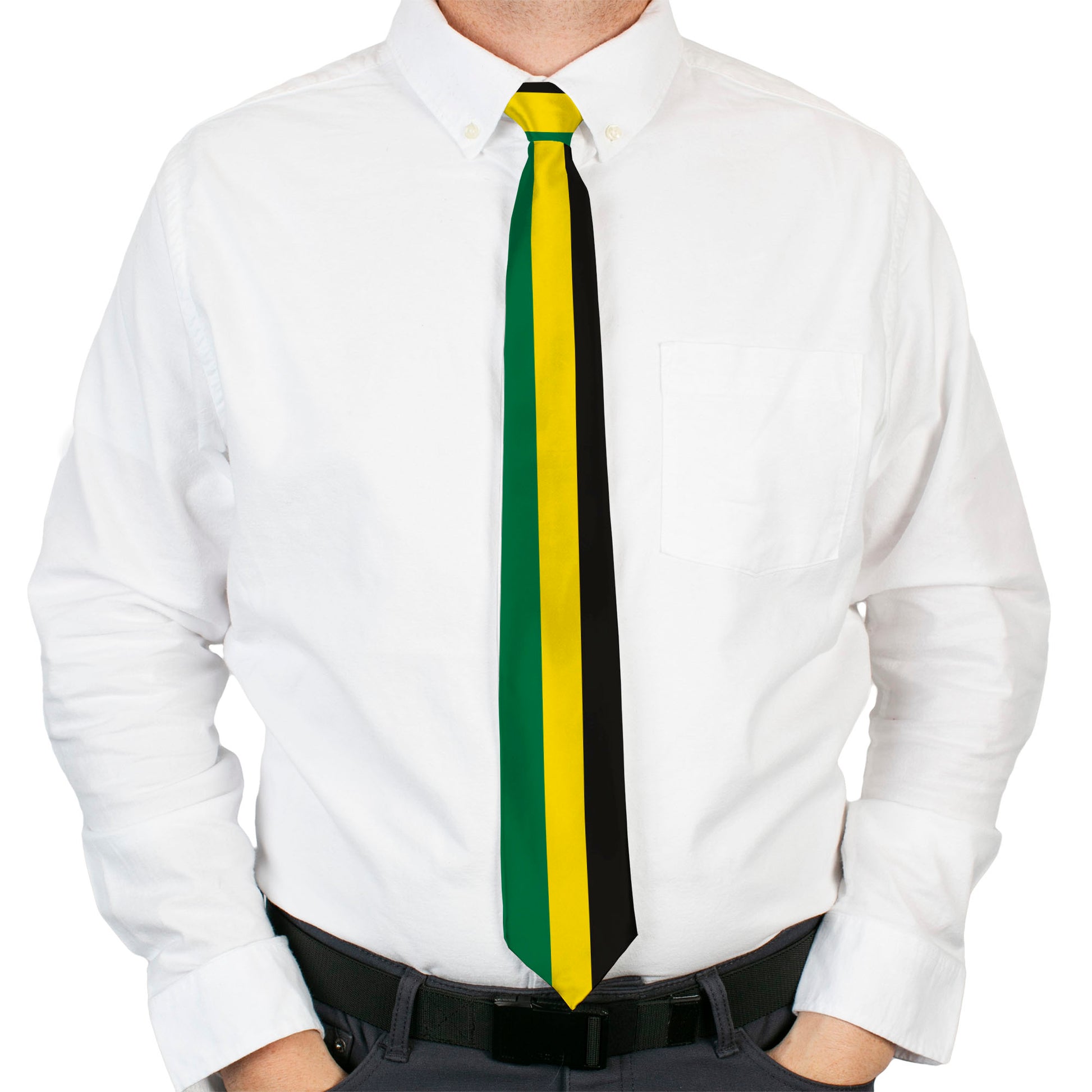 Buckle-Down Necktie - Stripes Black/Yellow/Green Neckties Buckle-Down