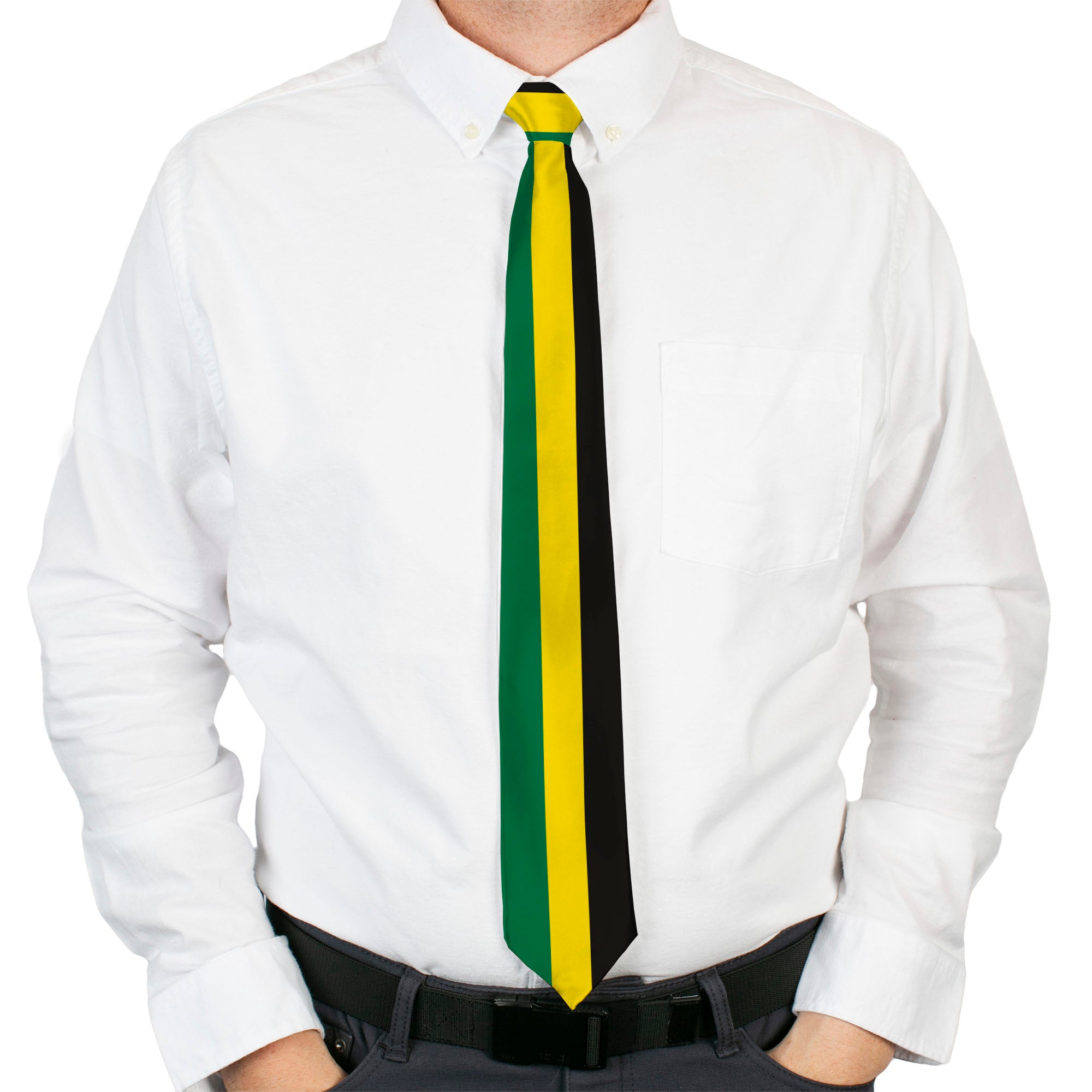 Buckle-Down Necktie - Stripes Black/Yellow/Green Neckties Buckle-Down