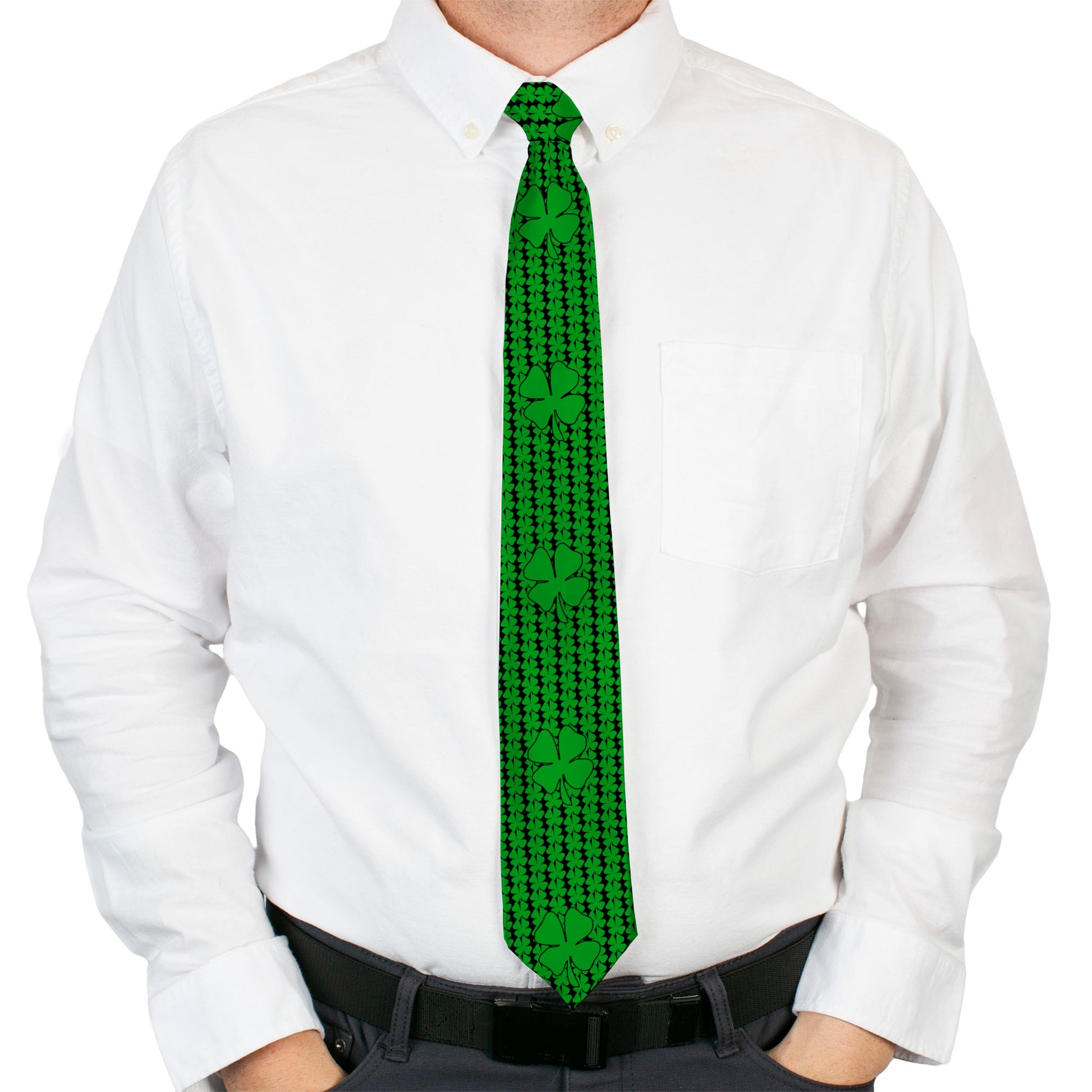 Buckle-Down Necktie - St. Pat's Clovers/Green Neckties Buckle-Down