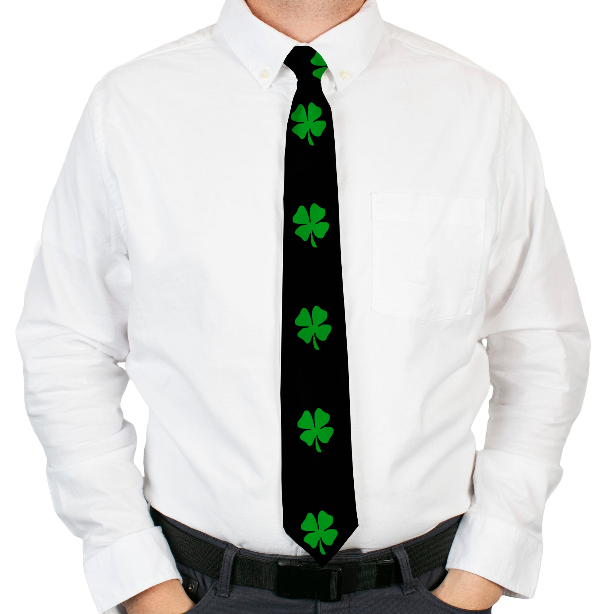 Buckle-Down Necktie - St. Pat's Black/Green Neckties Buckle-Down