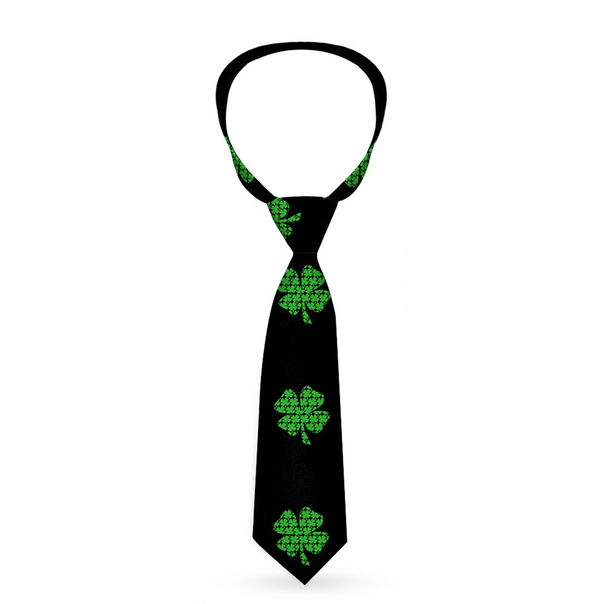 Buckle-Down Necktie - St. Pat's Black/Clovers Neckties Buckle-Down