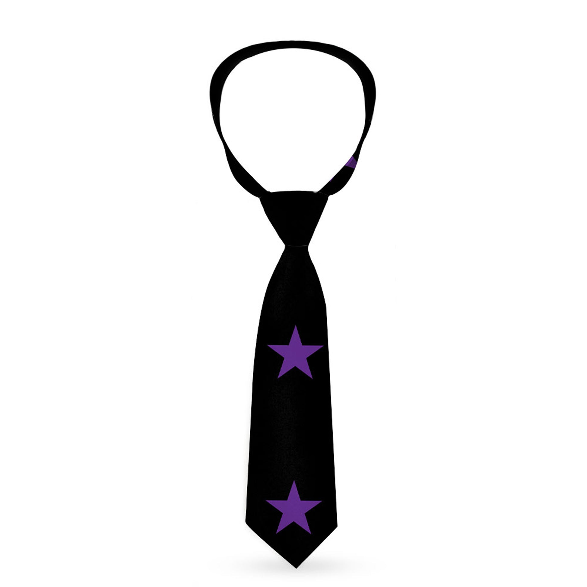 Buckle-Down Necktie - Star Black/Purple Neckties Buckle-Down