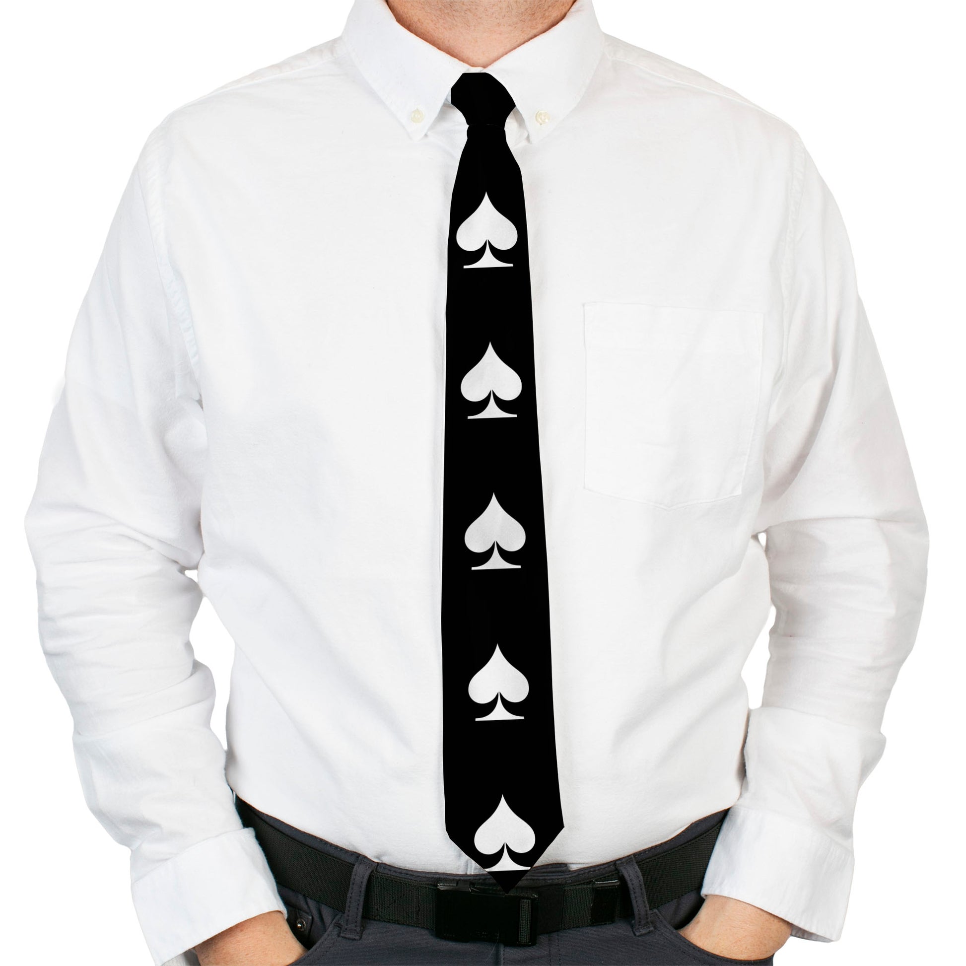 Buckle-Down Necktie - Spade Black/White Neckties Buckle-Down