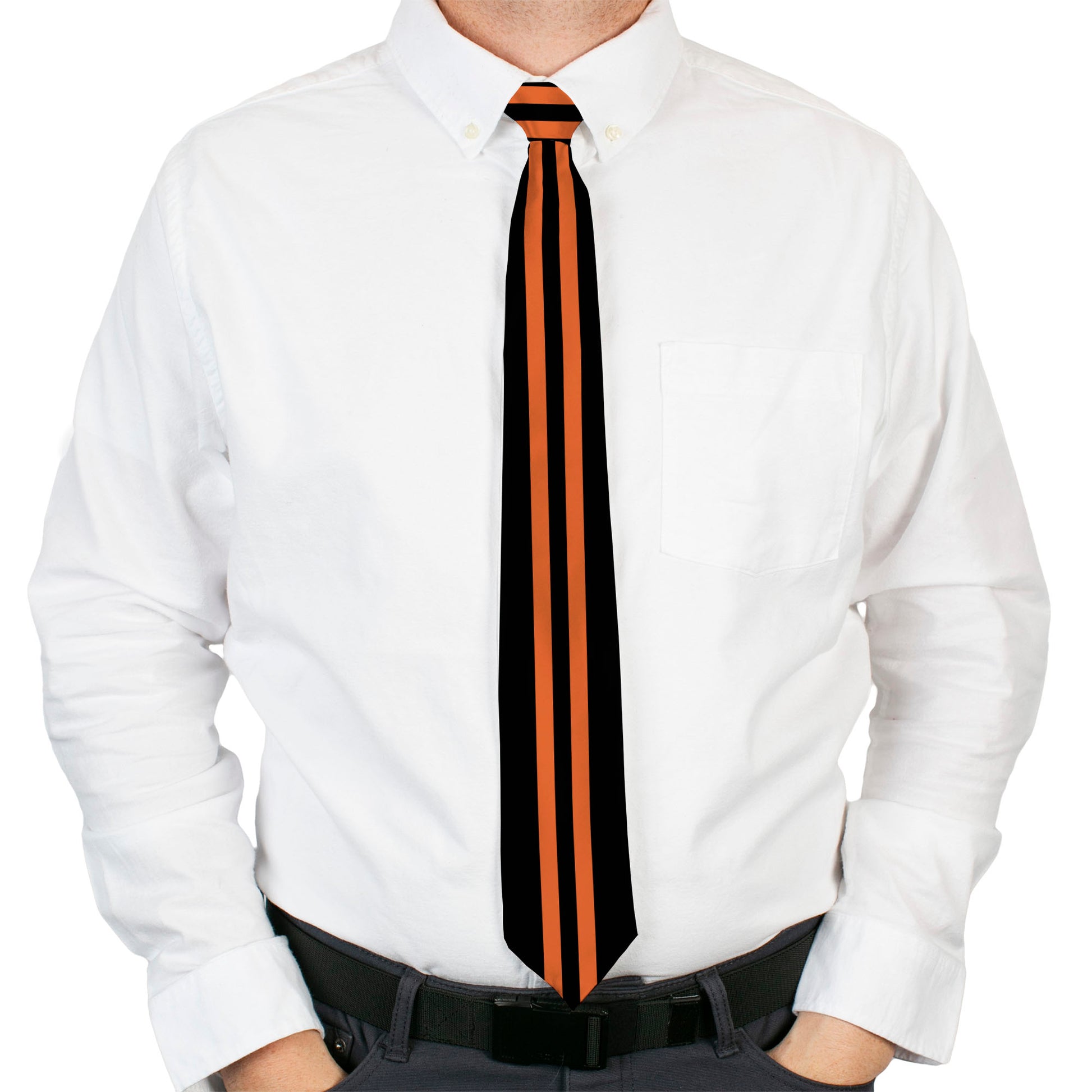 Buckle-Down Necktie - Stripe Black/Orange Neckties Buckle-Down