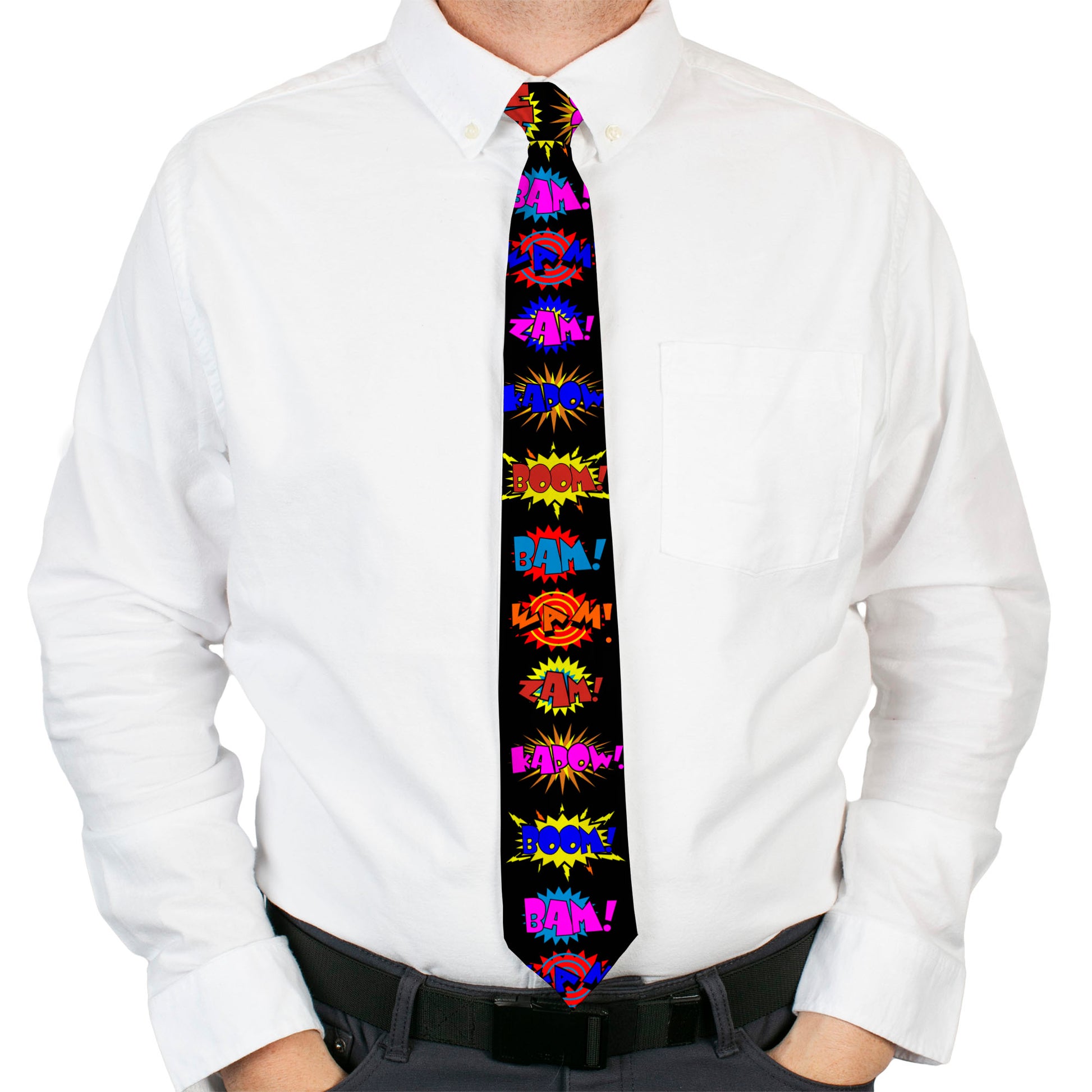 Buckle-Down Necktie - Sound Effects Black/Multi Color Neckties Buckle-Down