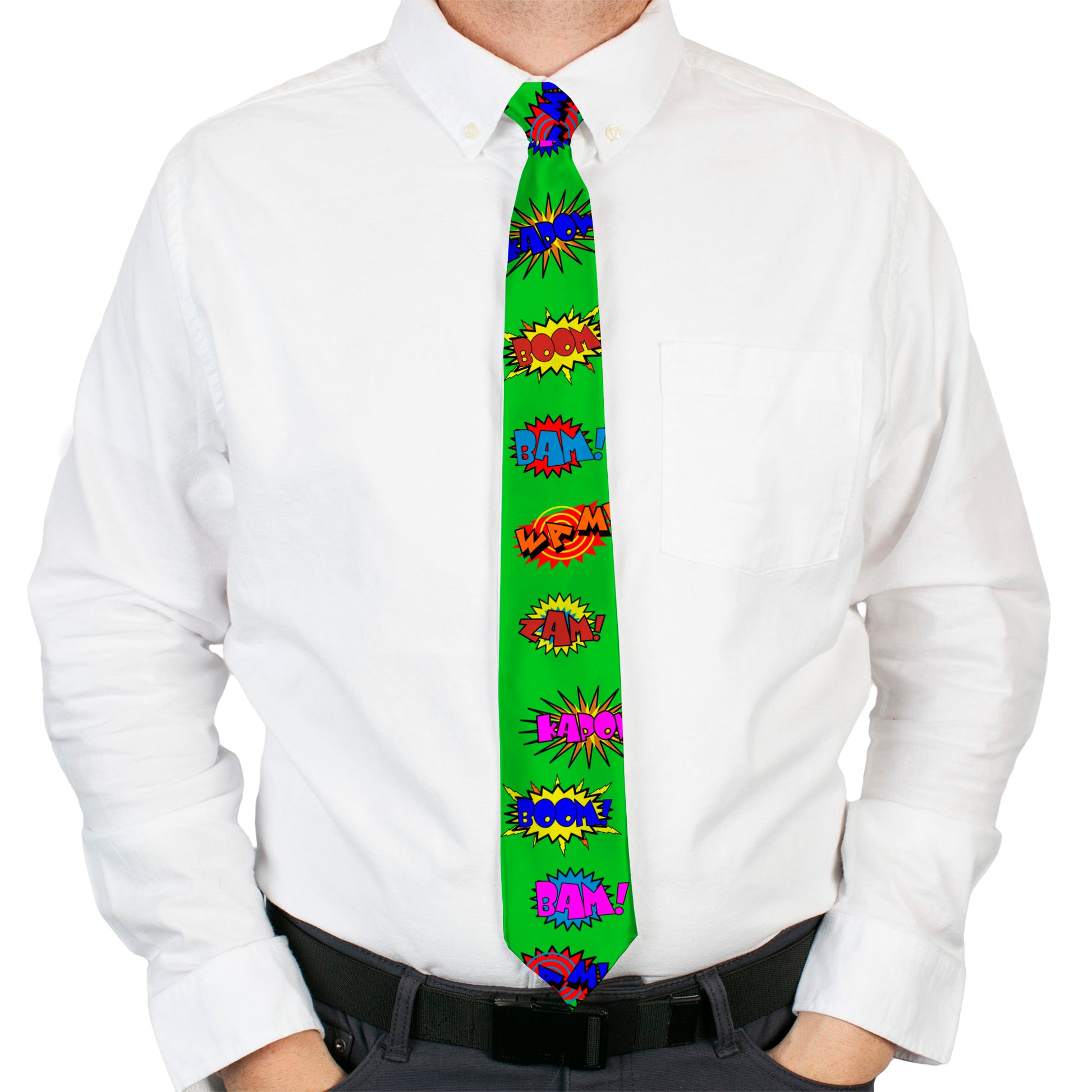 Buckle-Down Necktie - Sound Effects Green/Multi Color Neckties Buckle-Down