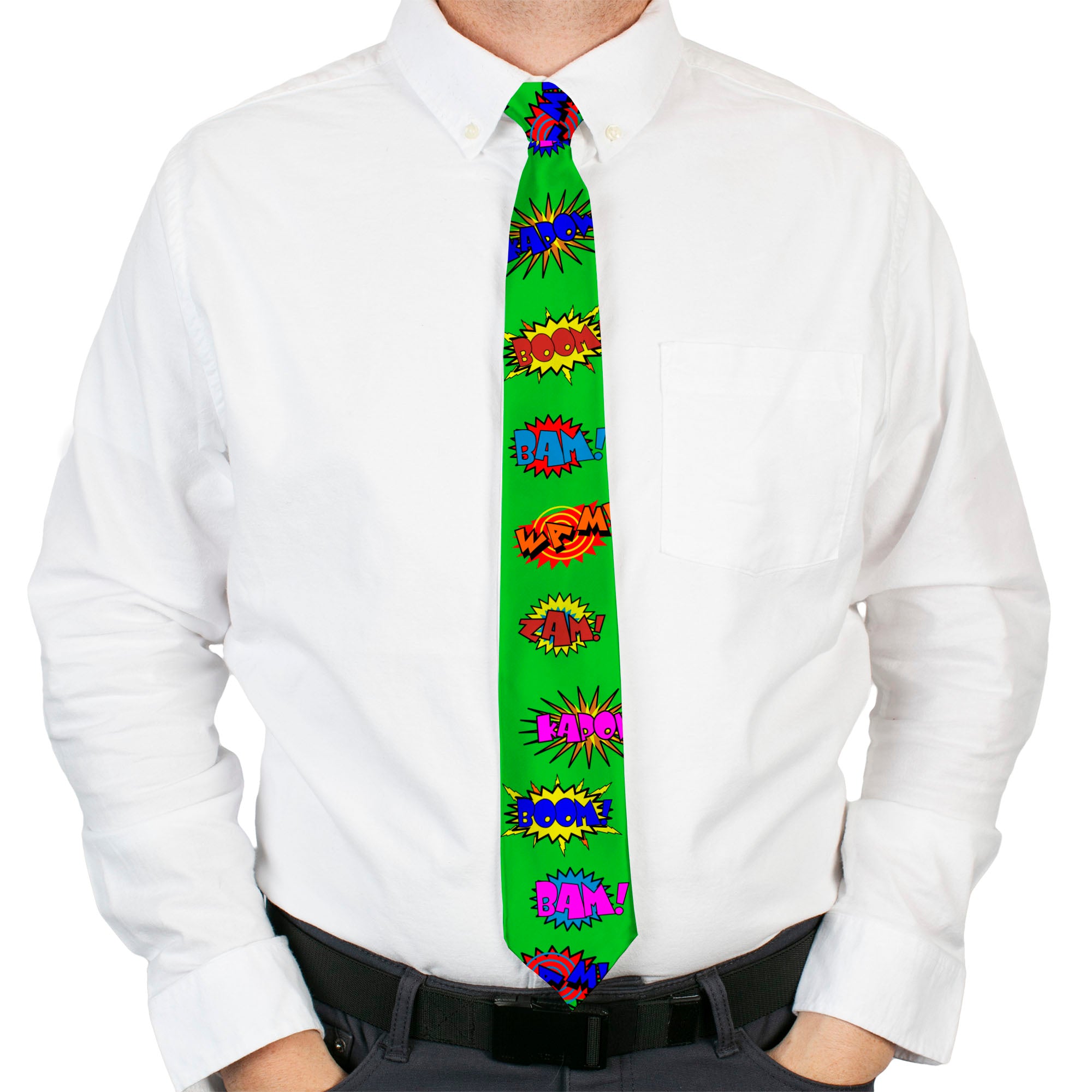 Buckle-Down Necktie - Sound Effects Green/Multi Color Neckties Buckle-Down