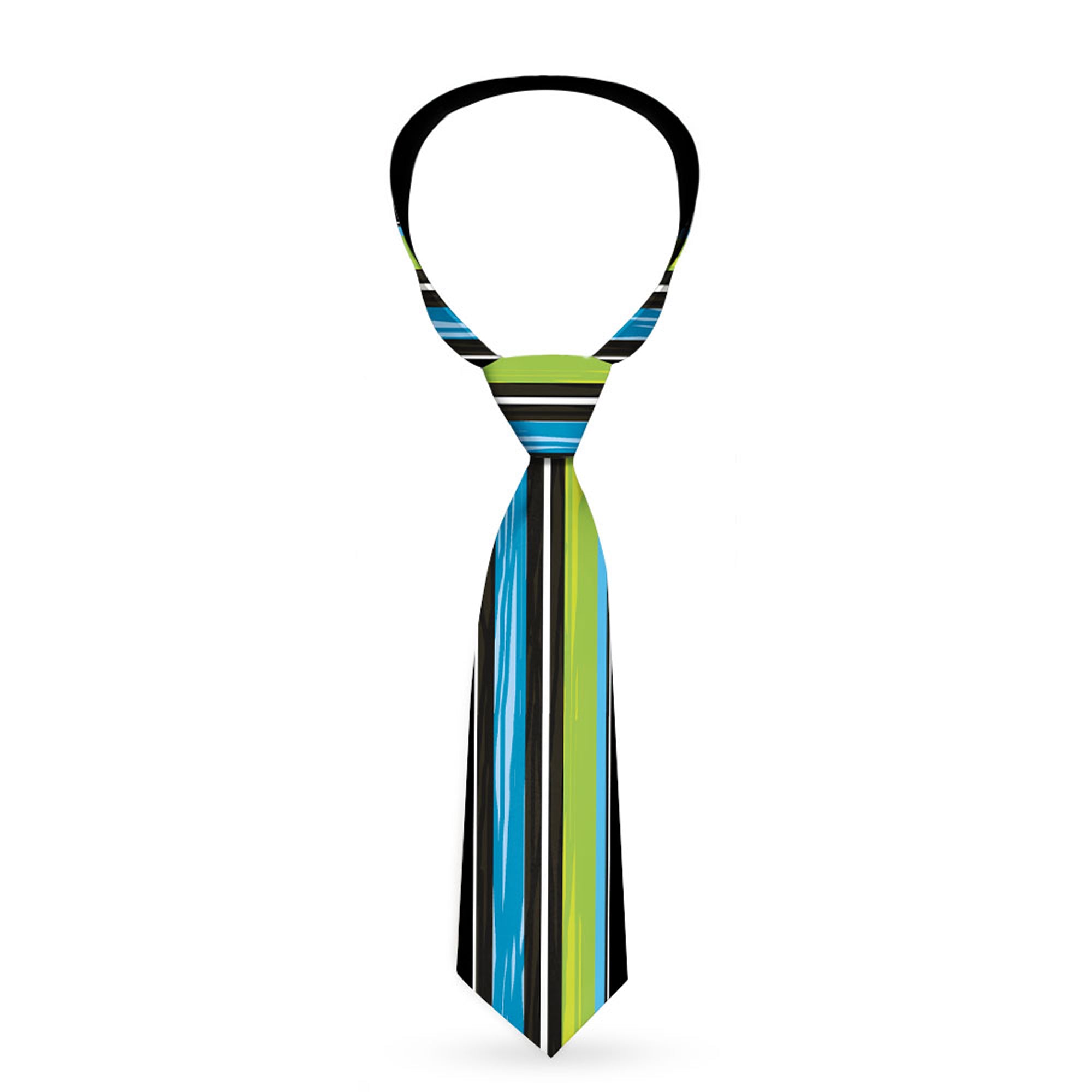 Buckle-Down Necktie - Scribble Stripes Blue/Green/White Neckties Buckle-Down