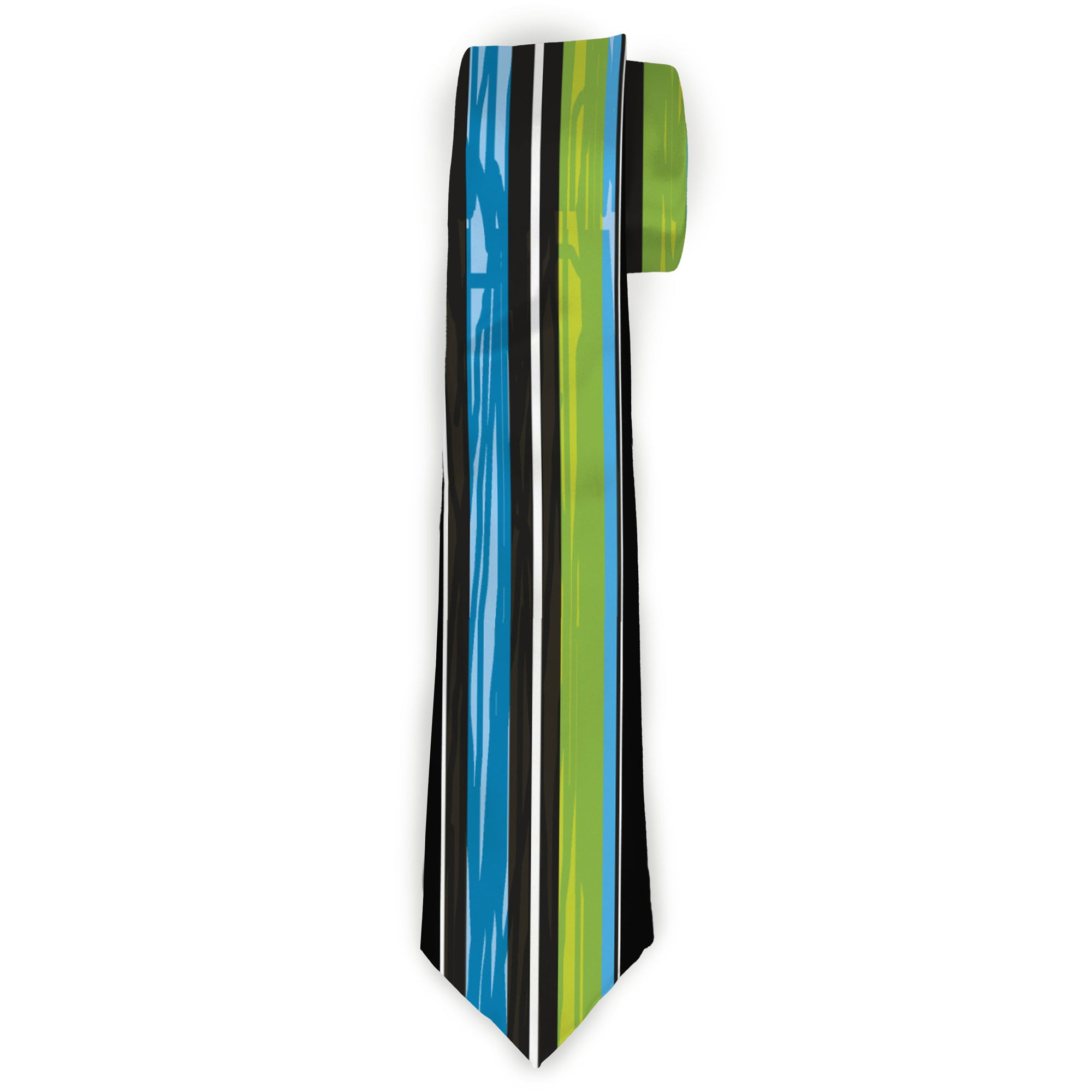 Buckle-Down Necktie - Scribble Stripes Blue/Green/White Neckties Buckle-Down