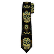 Buckle-Down Necktie - Sugar Skulls Black/Olive/Burgundy Neckties Buckle-Down