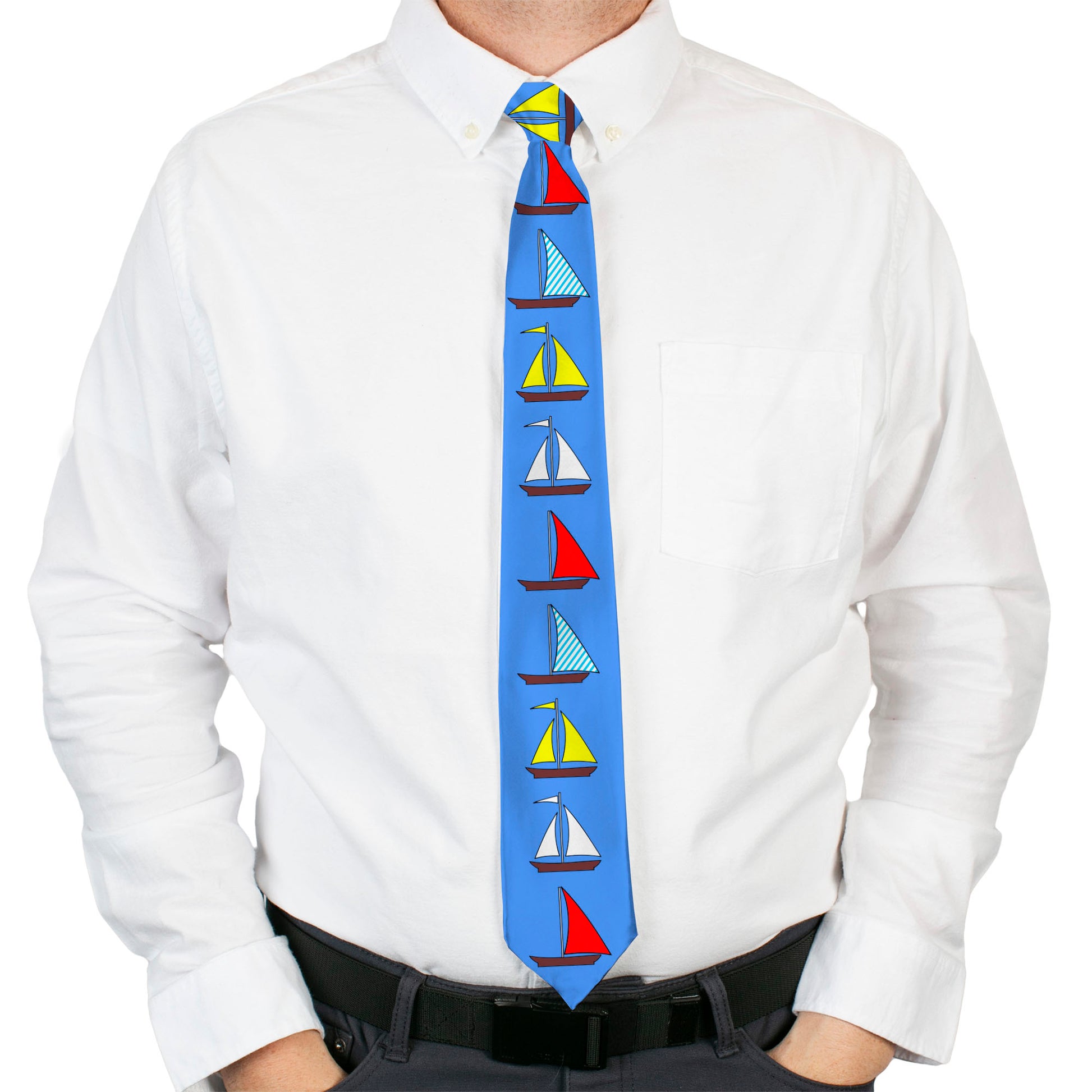 Buckle-Down Necktie - Sailboats Blue Neckties Buckle-Down