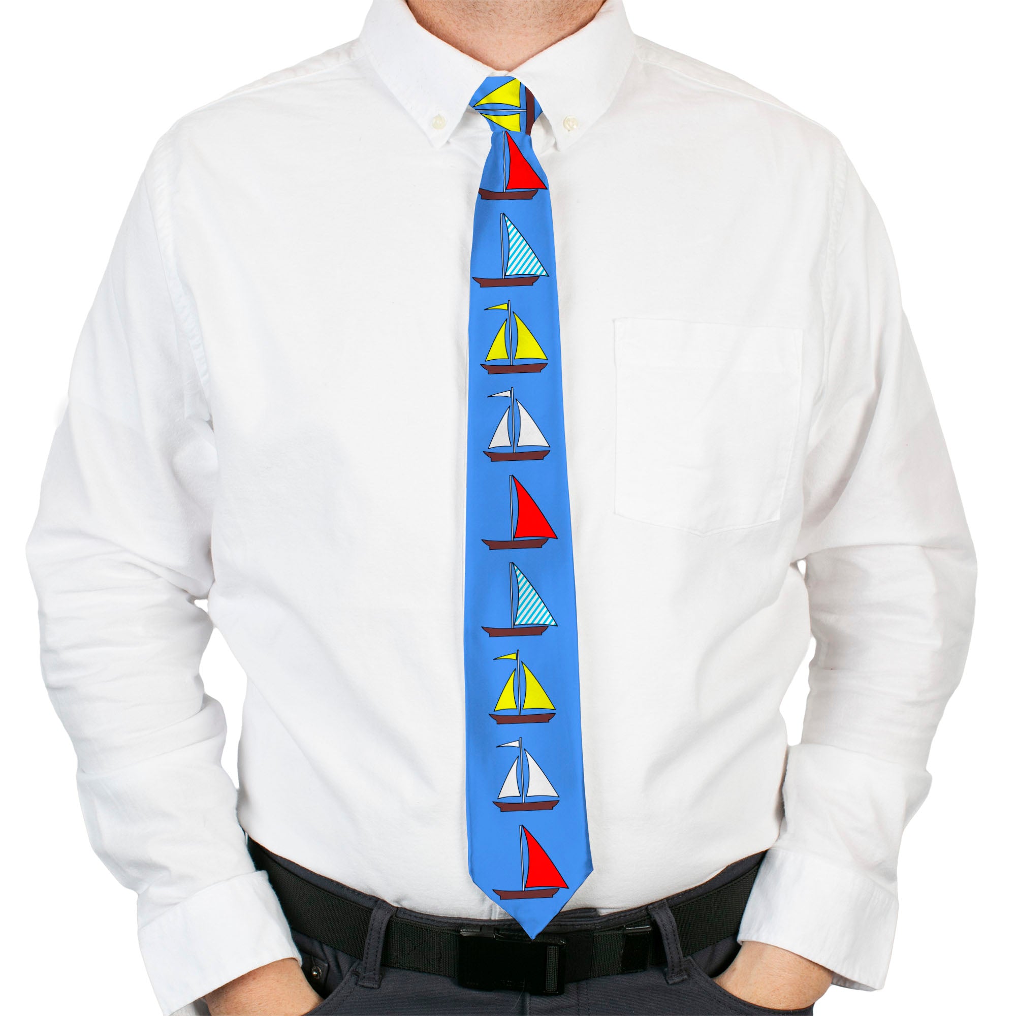 Buckle-Down Necktie - Sailboats Blue Neckties Buckle-Down