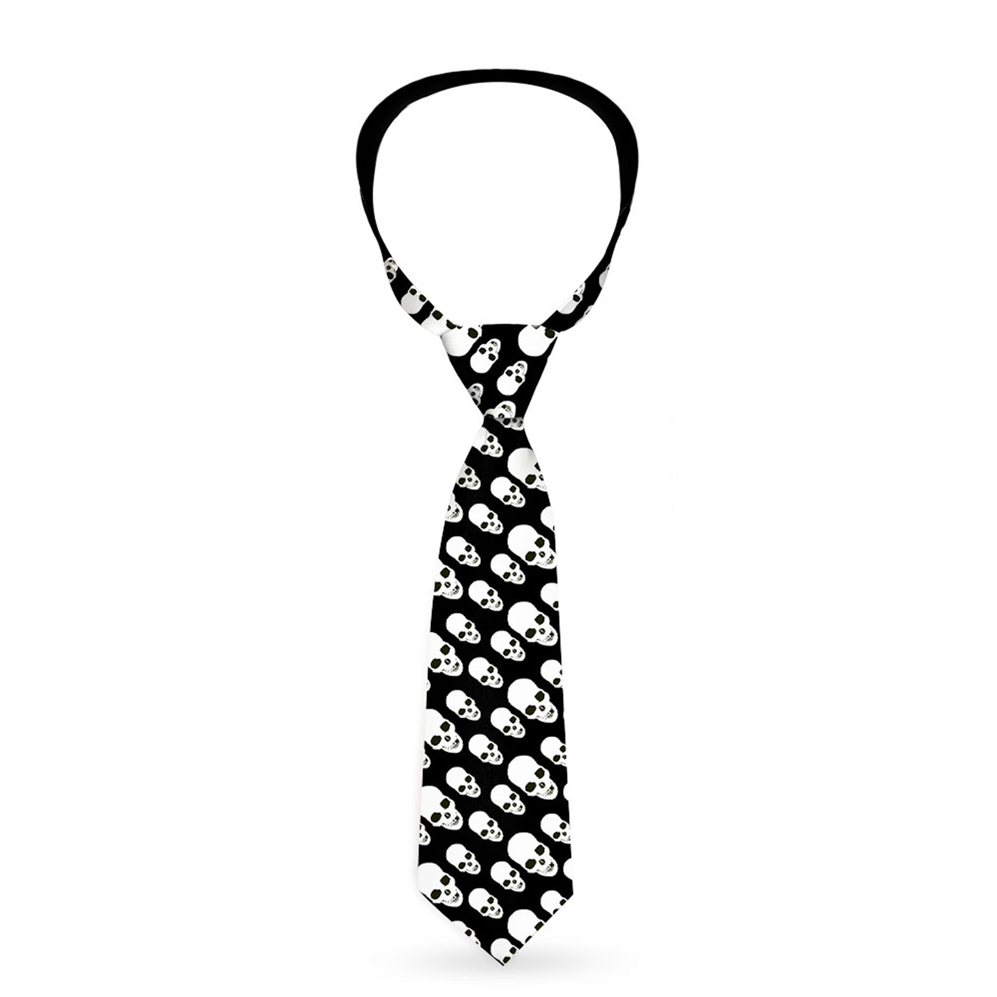 Buckle-Down Necktie - Tilted Skulls Black/White Neckties Buckle-Down