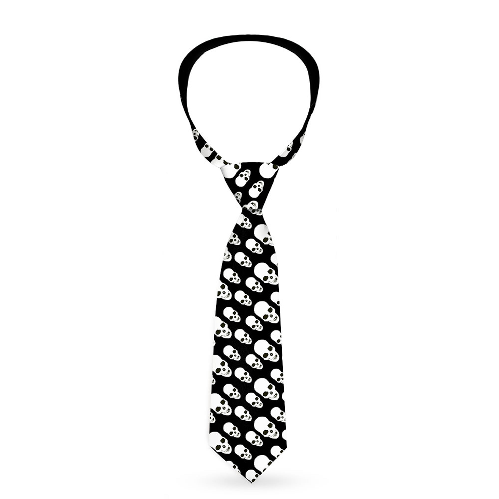Buckle-Down Necktie - Tilted Skulls Black/White Neckties Buckle-Down