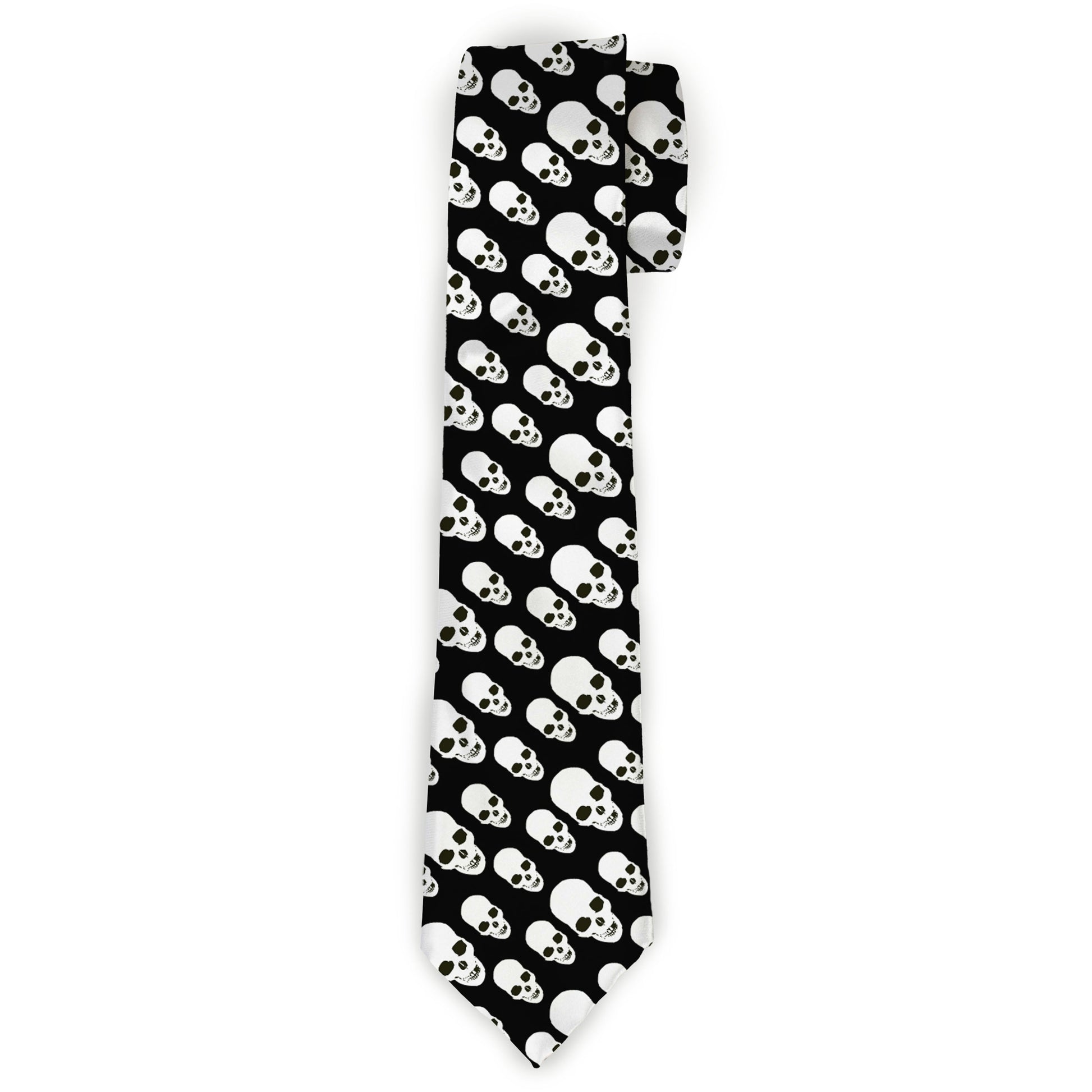 Buckle-Down Necktie - Tilted Skulls Black/White Neckties Buckle-Down