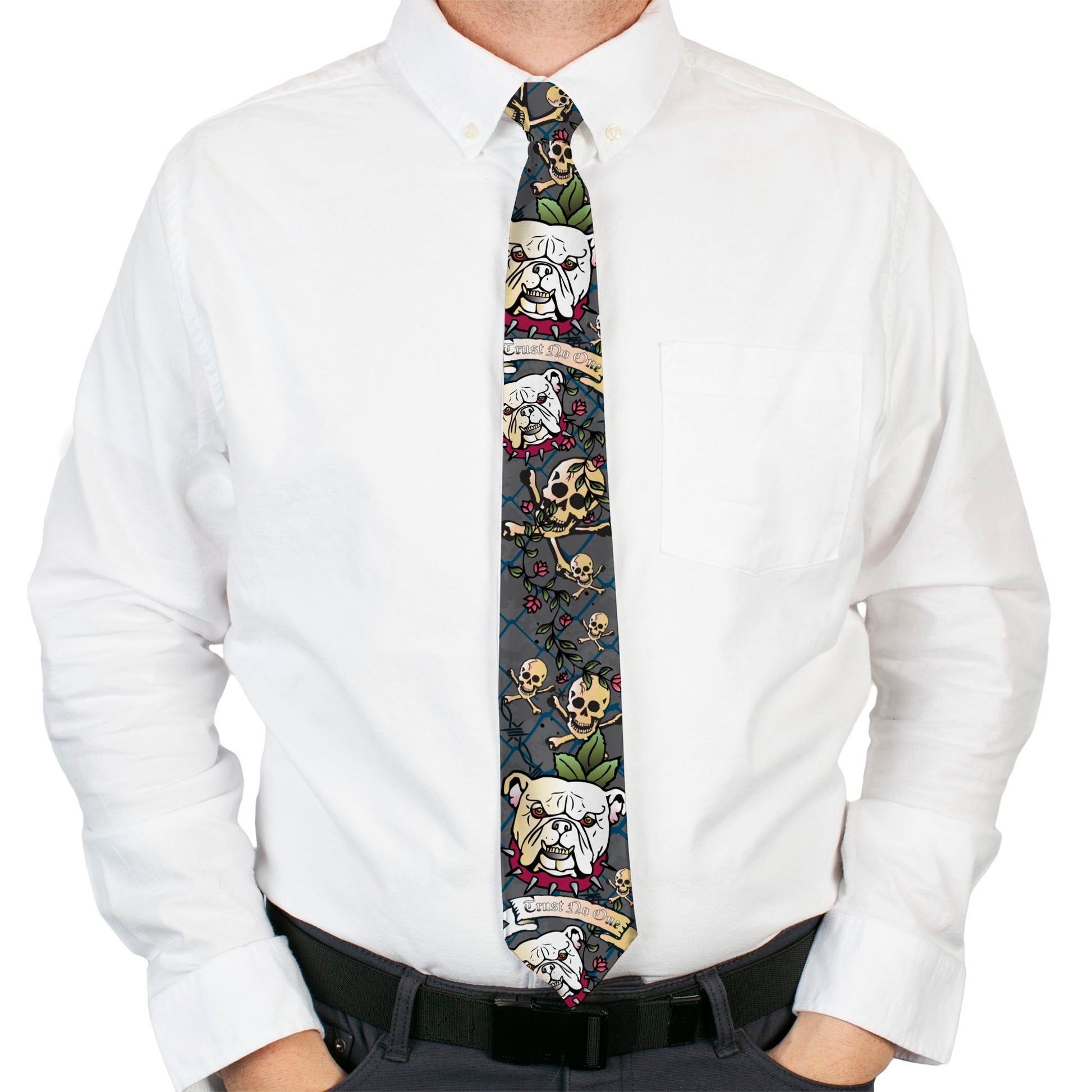 Buckle-Down Necktie - Trust No One Gray Neckties Buckle-Down