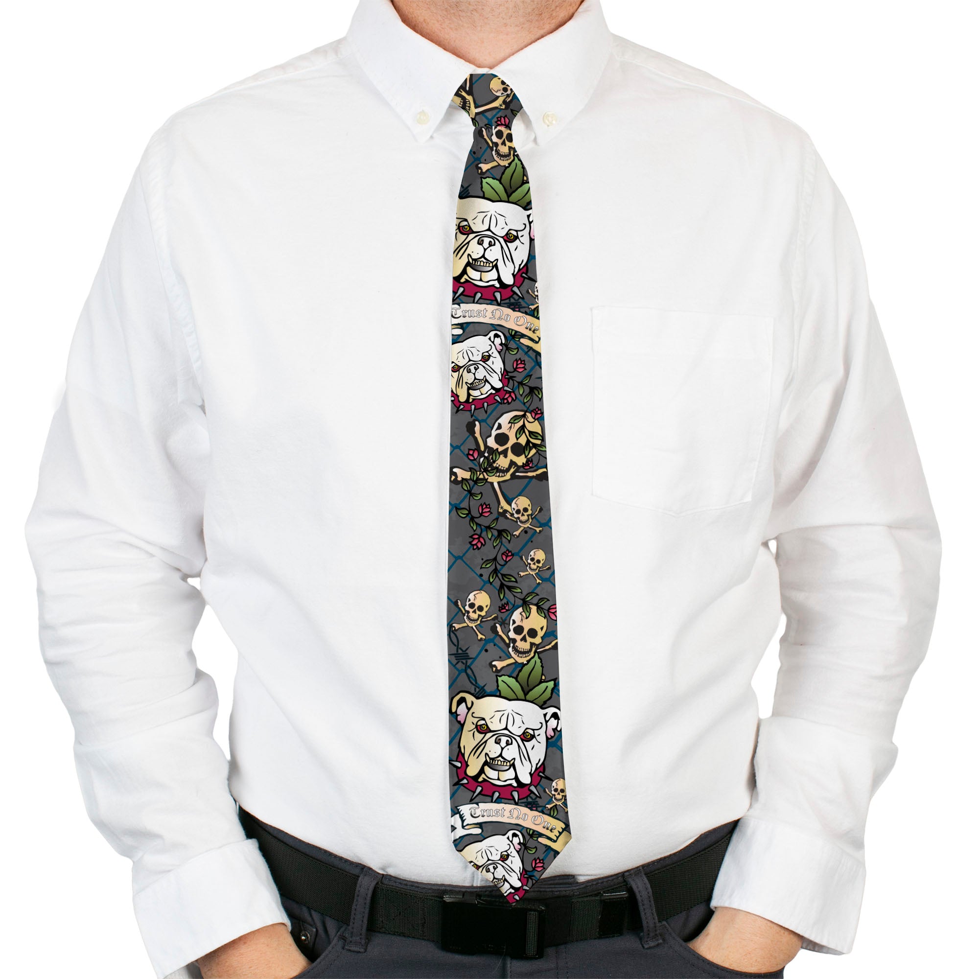 Buckle-Down Necktie - Trust No One Gray Neckties Buckle-Down