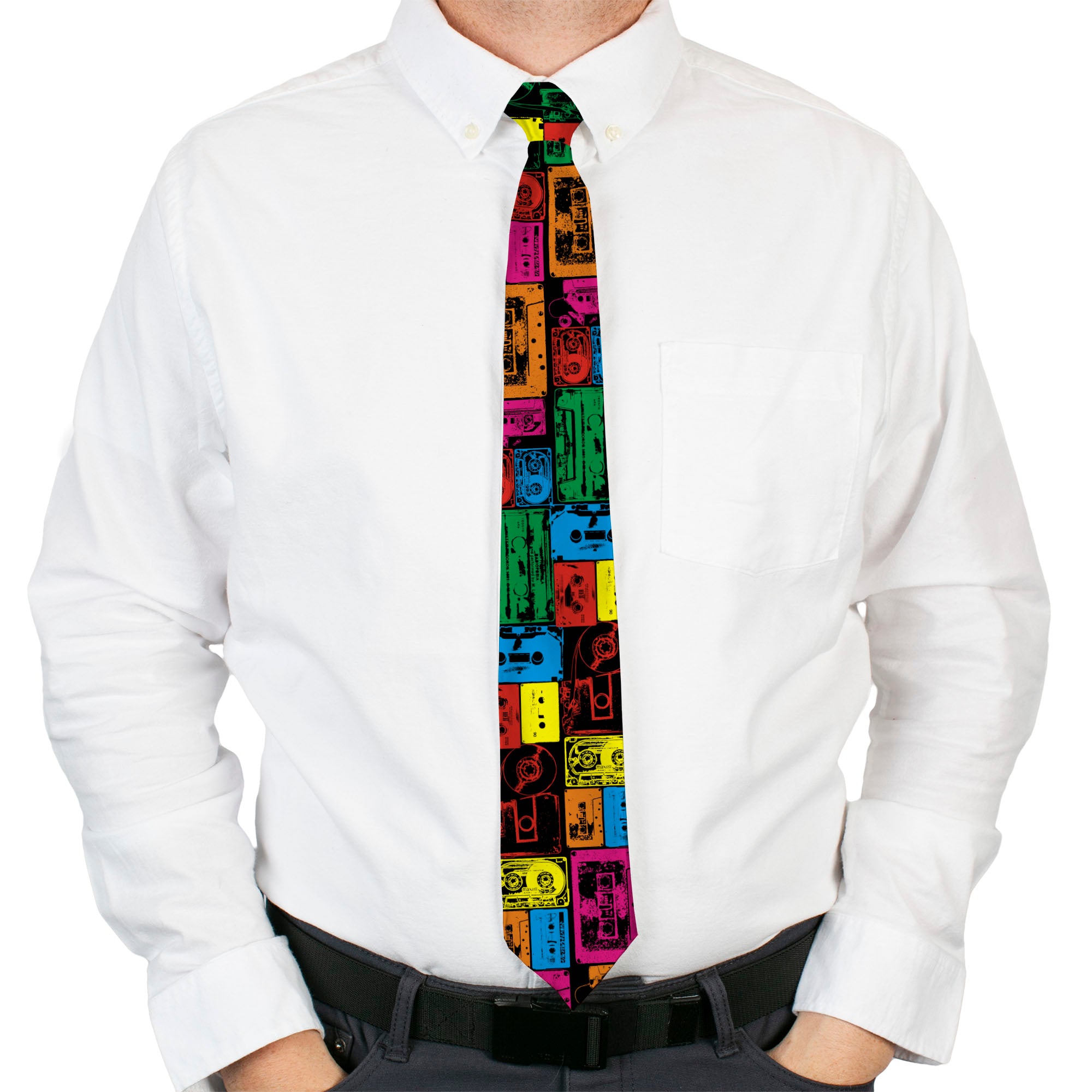 Buckle-Down Necktie - Tapes Multi Neon Neckties Buckle-Down