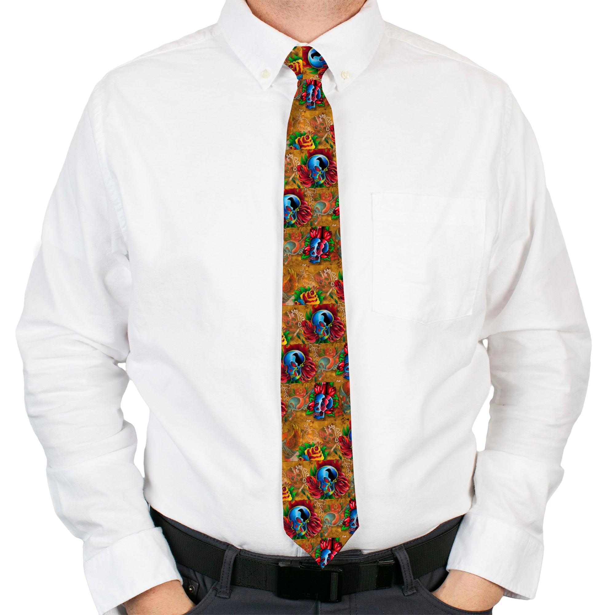 Buckle-Down Necktie - TJ-Candles & Skulls Neckties Tattoo Johnny