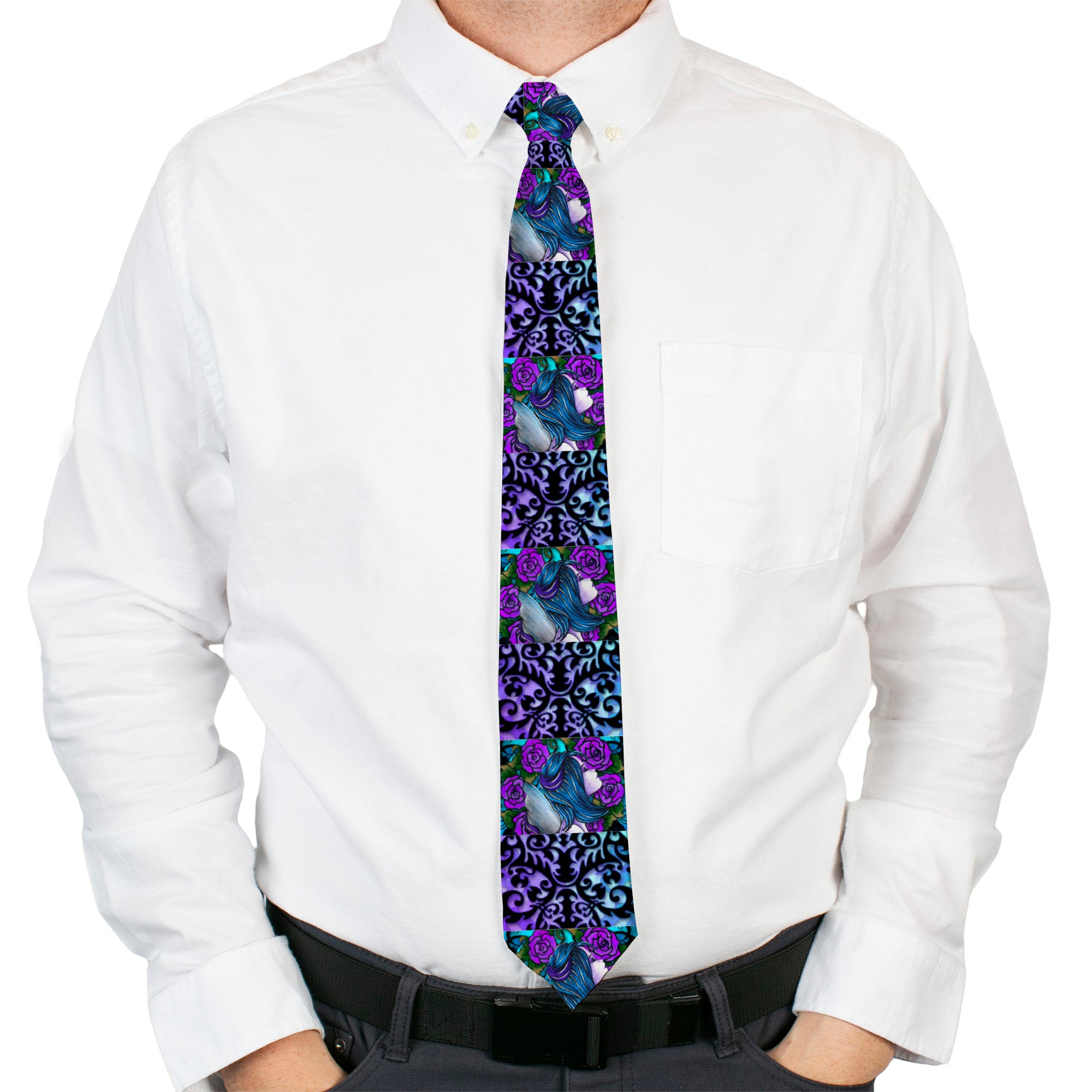 Buckle-Down Necktie - TJ-Fairy Blue Hair Neckties Tattoo Johnny