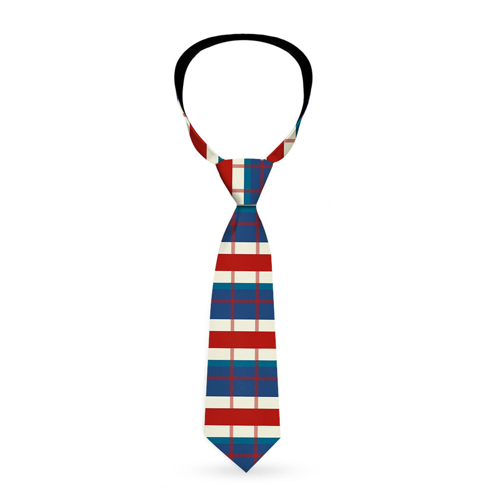 Buckle-Down Necktie - Tartan Plaid Khaki/Blues/Red Neckties Buckle-Down