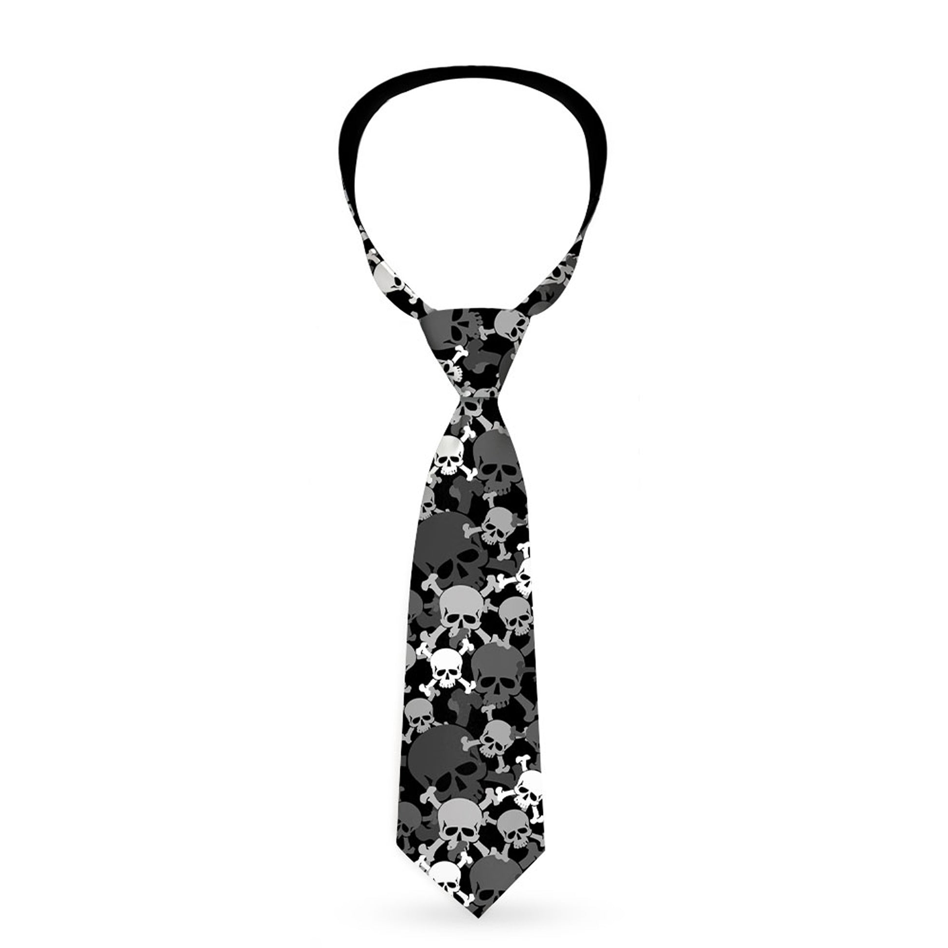 Buckle-Down Necktie - Top Skulls Stacked Black/Gray/White Neckties Buckle-Down