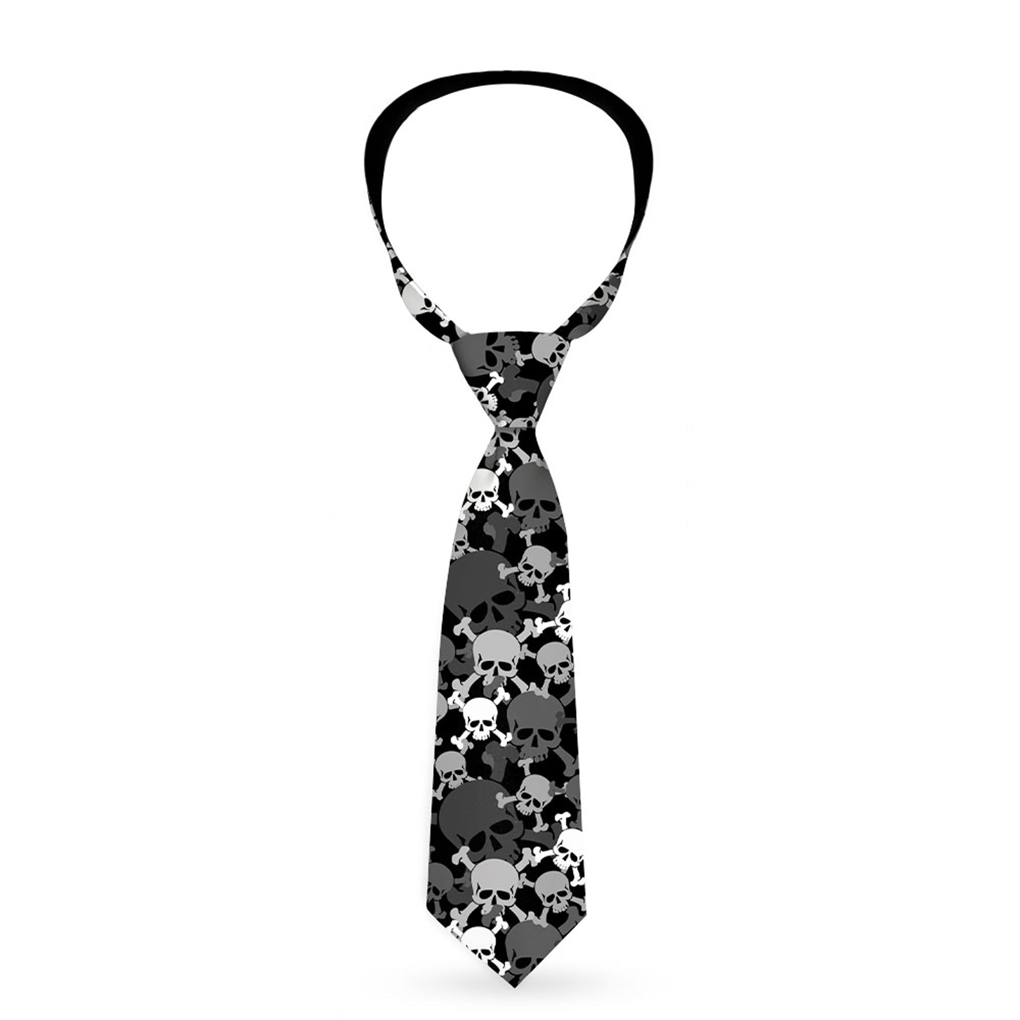 Buckle-Down Necktie - Top Skulls Stacked Black/Gray/White Neckties Buckle-Down
