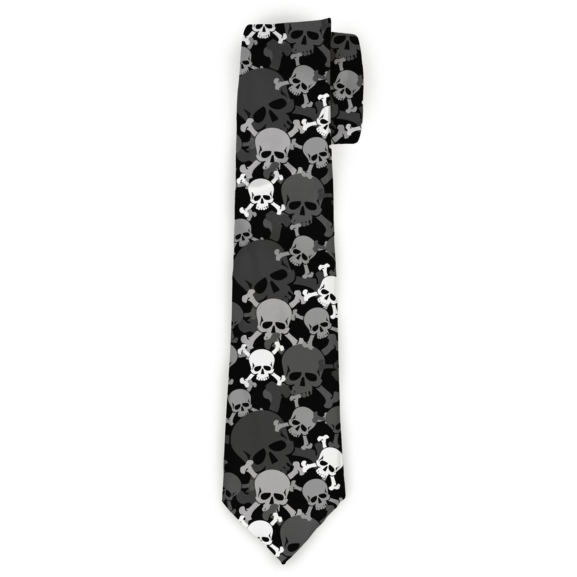 Buckle-Down Necktie - Top Skulls Stacked Black/Gray/White Neckties Buckle-Down