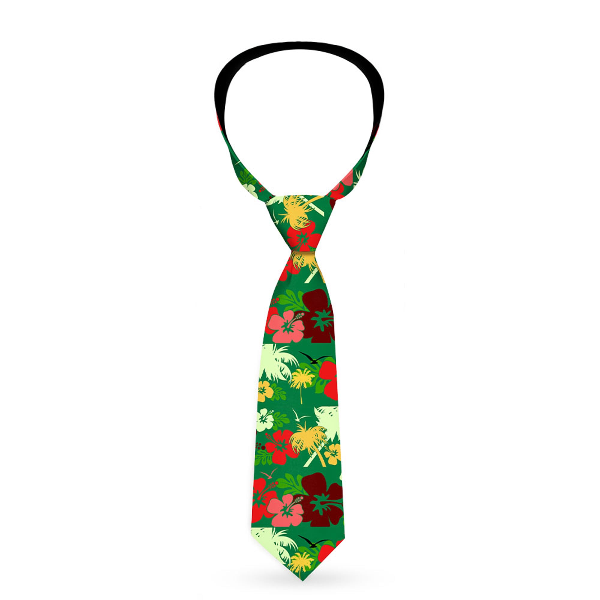 Buckle-Down Necktie - Tropical Flora Greens/Reds/Gold Neckties Buckle-Down