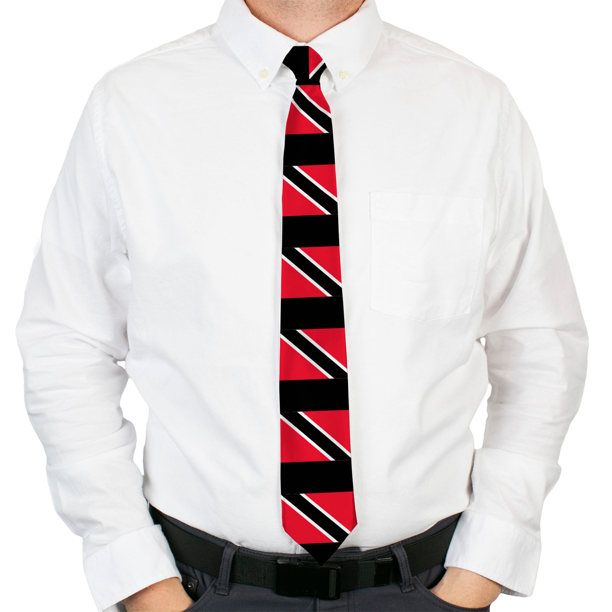 Buckle-Down Necktie - Trinidad & Tobaga Flags/Black Block Neckties Buckle-Down