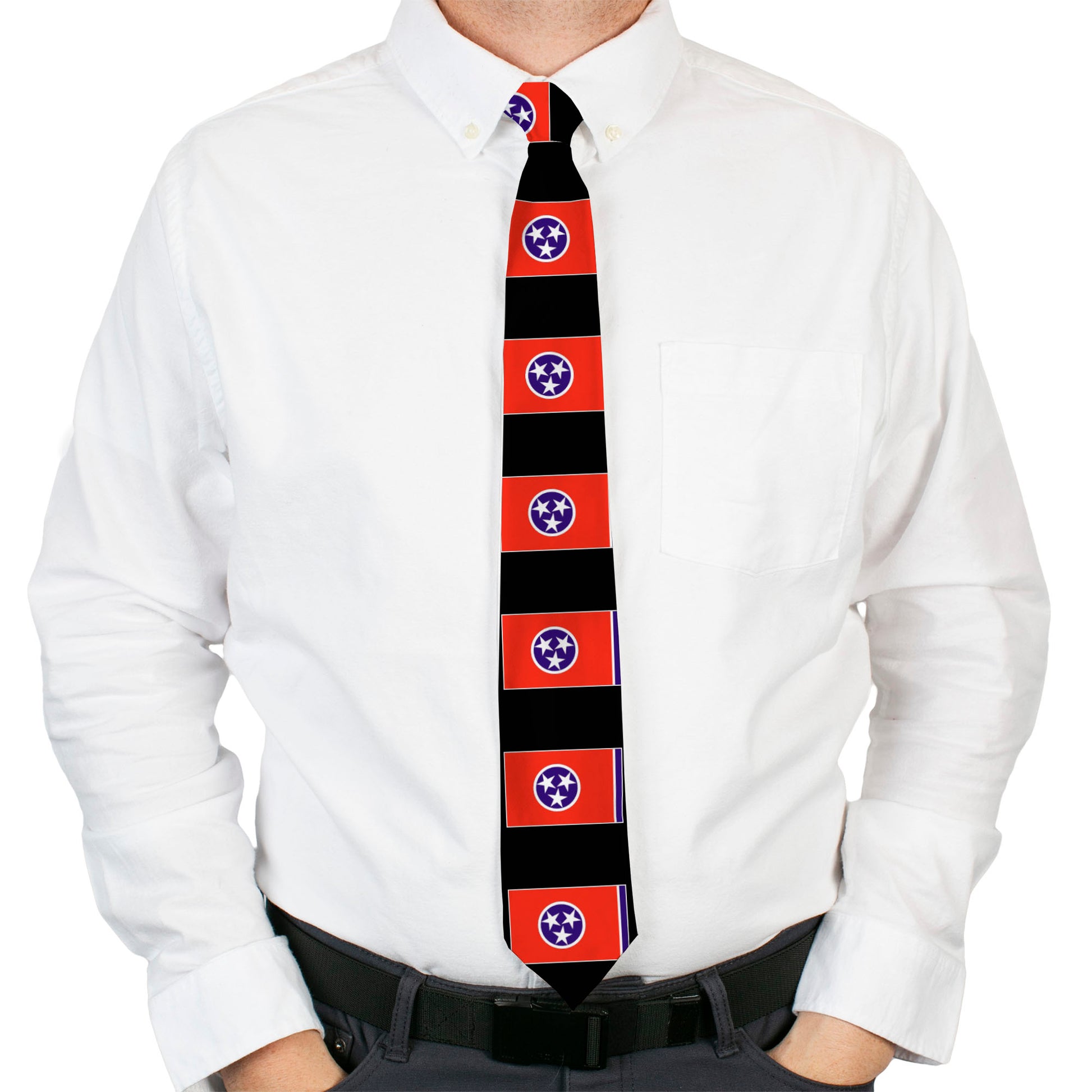 Buckle-Down Necktie - Tennessee Flags/Black Neckties Buckle-Down