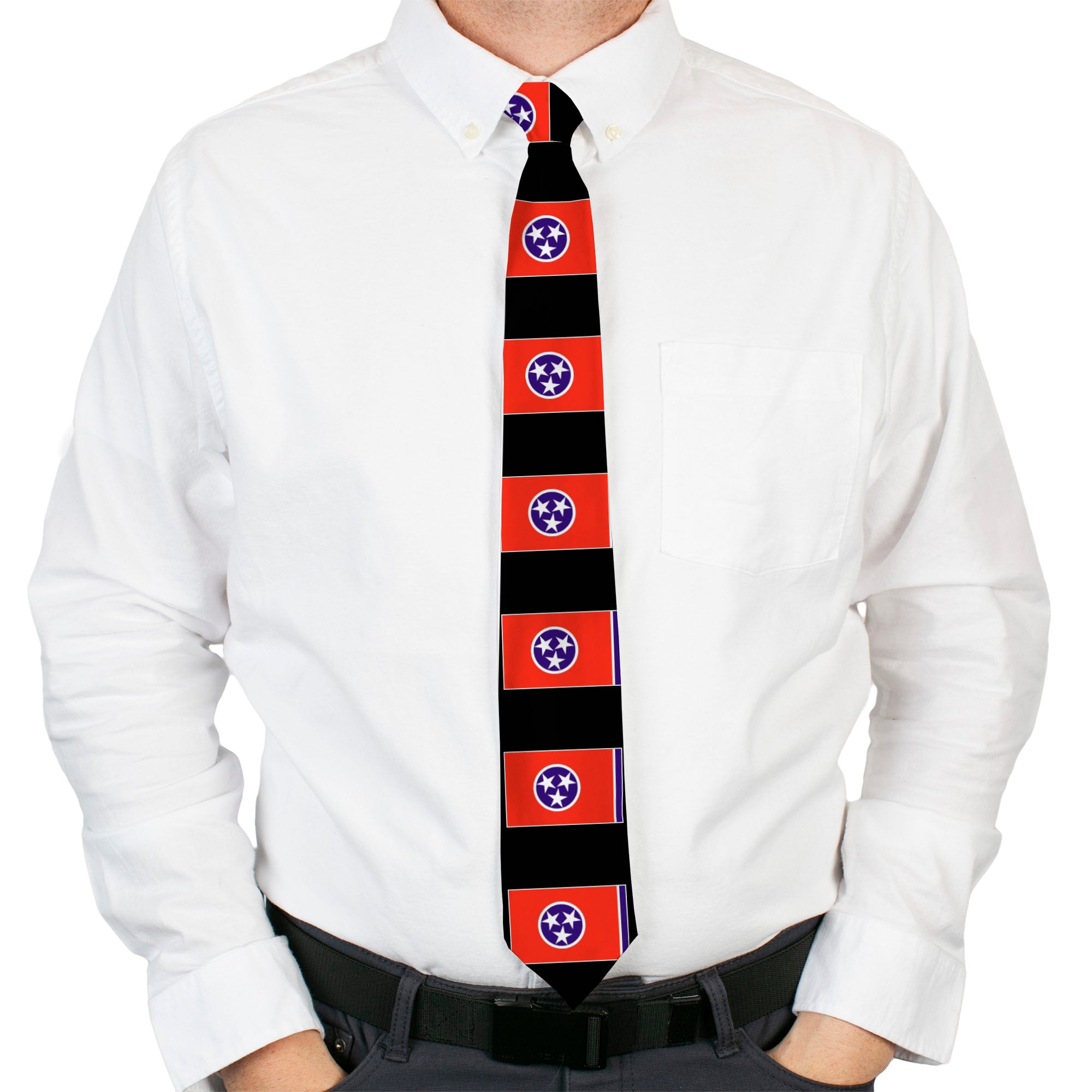 Buckle-Down Necktie - Tennessee Flags/Black Neckties Buckle-Down