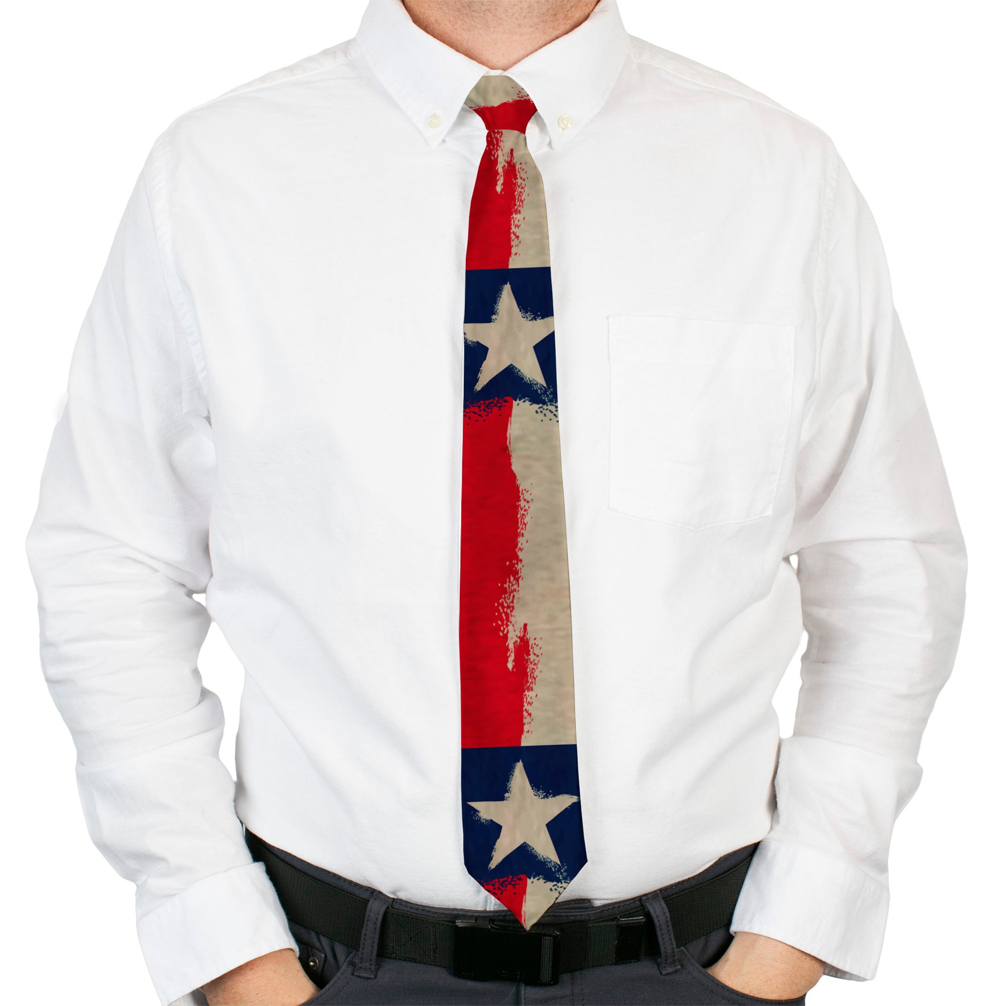 Buckle-Down Necktie - Texas Flag C/U Distressed Painting Neckties Buckle-Down