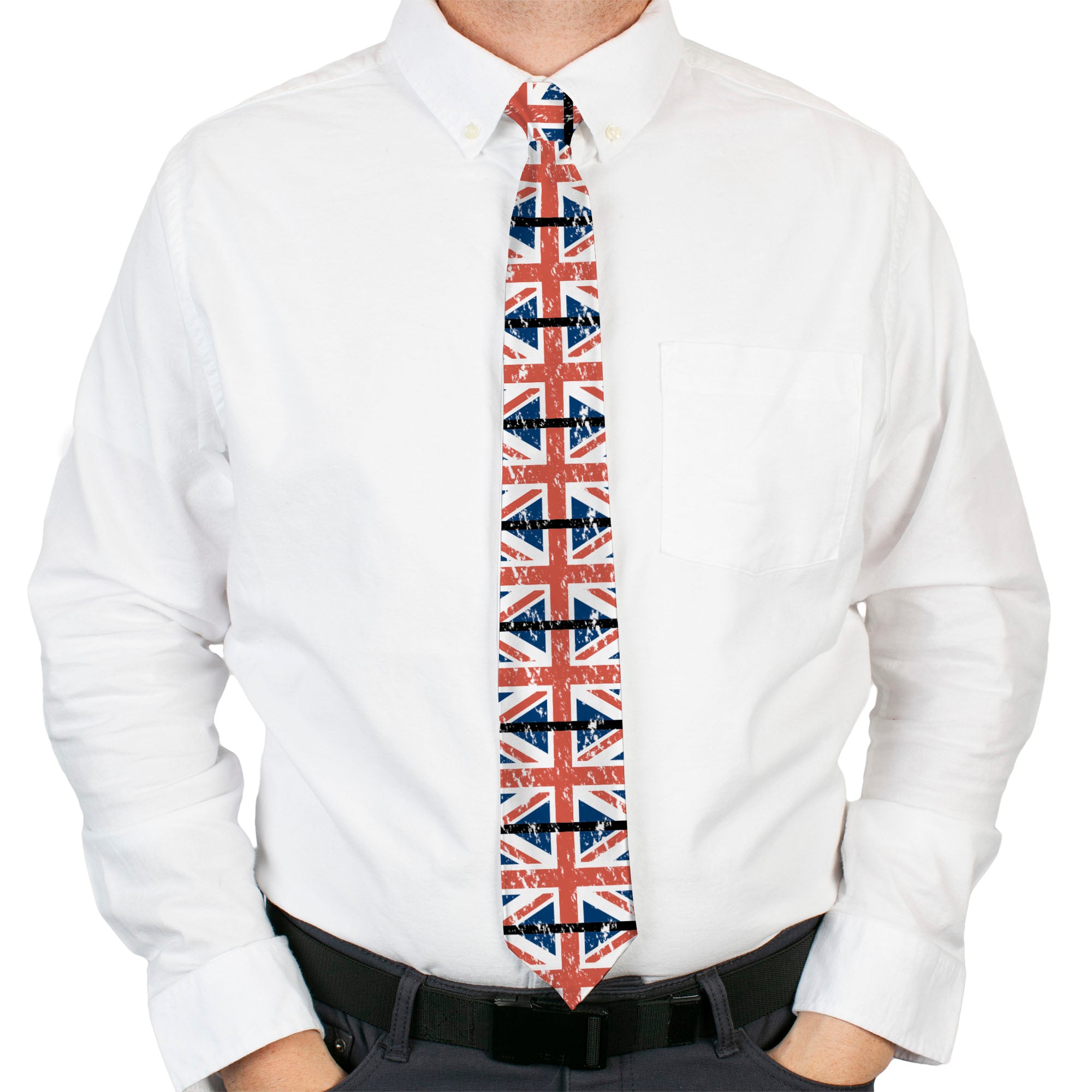 Buckle-Down Necktie - United Kingdom Flags Weathered Neckties Buckle-Down