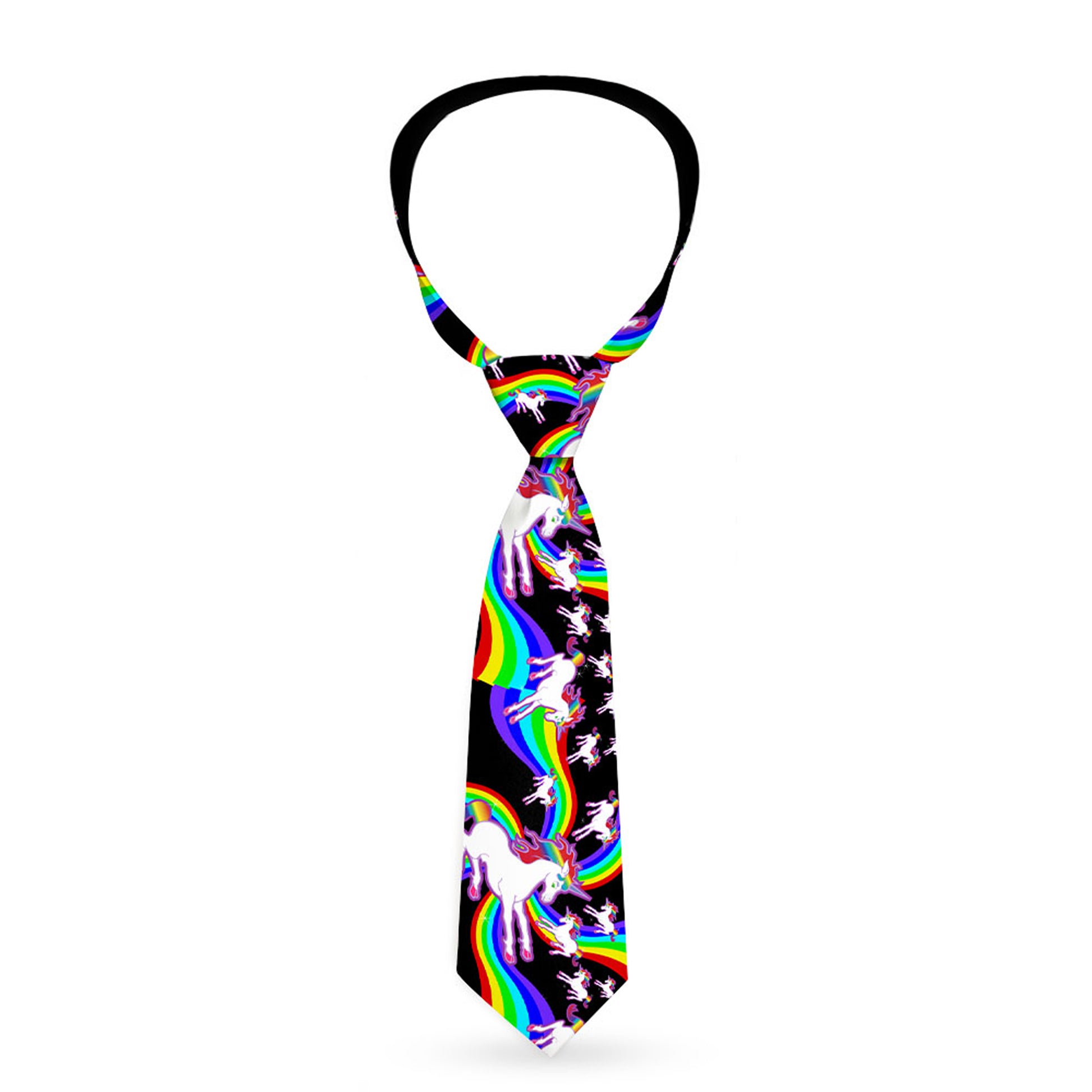 Buckle-Down Necktie - Unicorns/Rainbow Swirl Black Neckties Buckle-Down