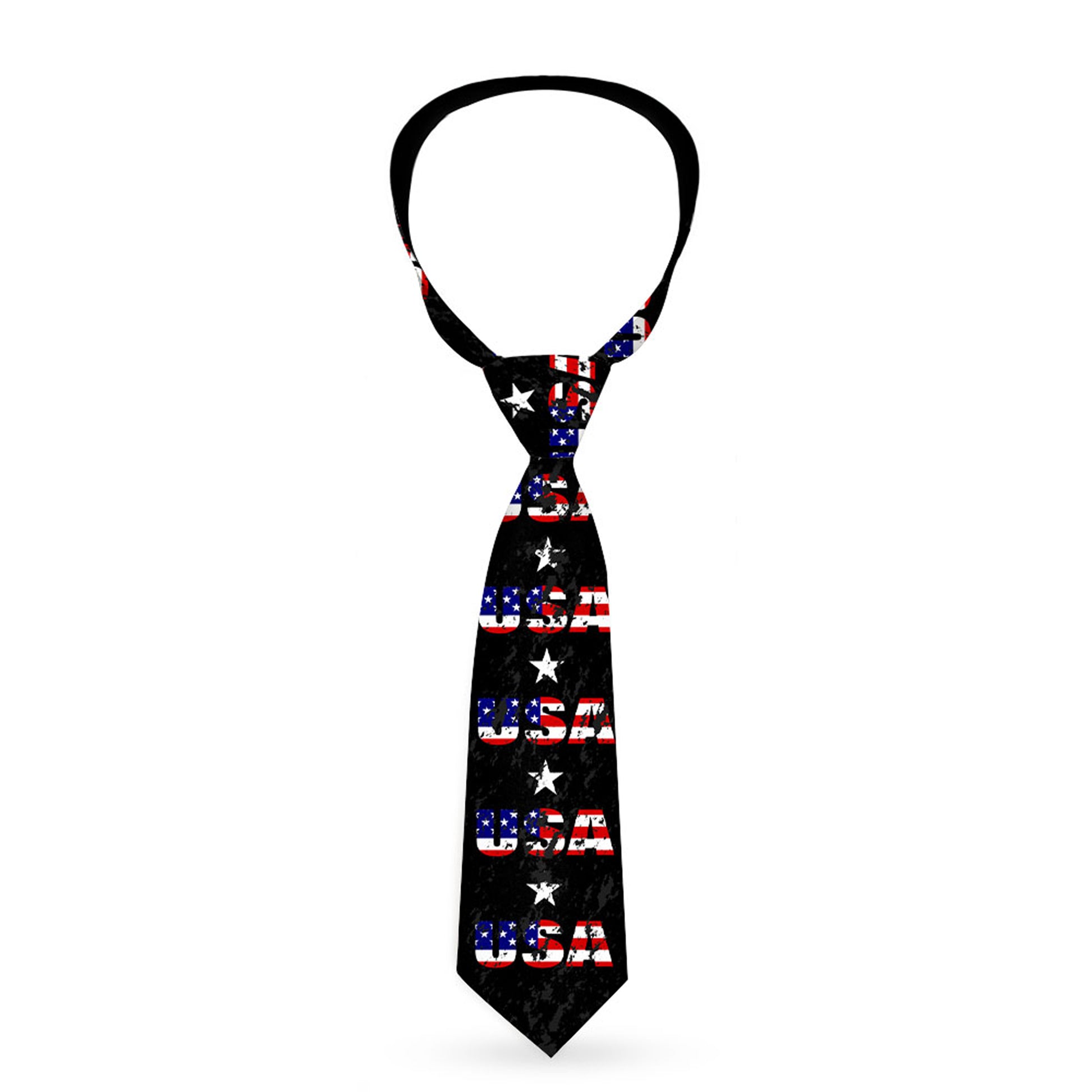 Buckle-Down Necktie - USA w/Star Black/US Flags Neckties Buckle-Down
