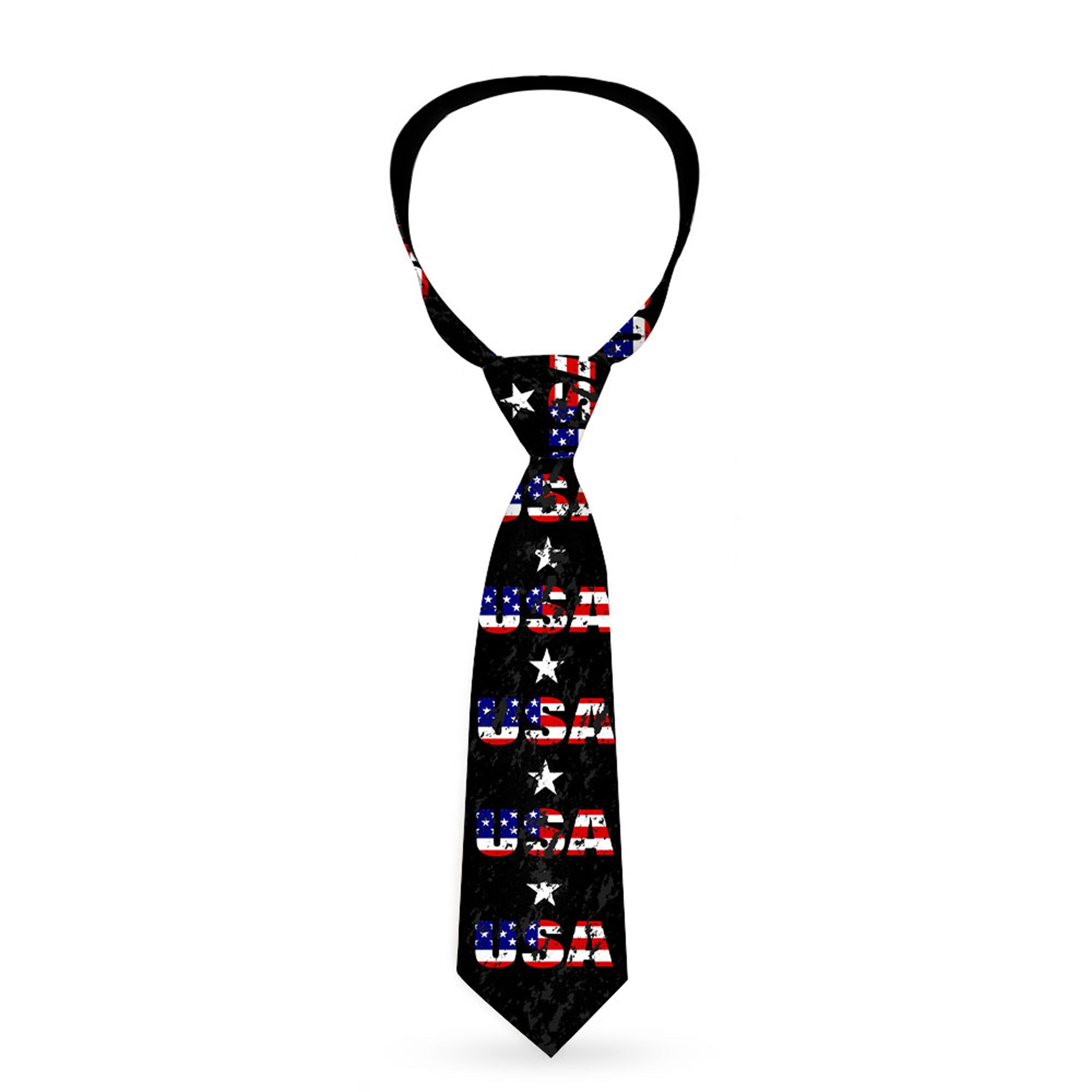Buckle-Down Necktie - USA w/Star Black/US Flags Neckties Buckle-Down