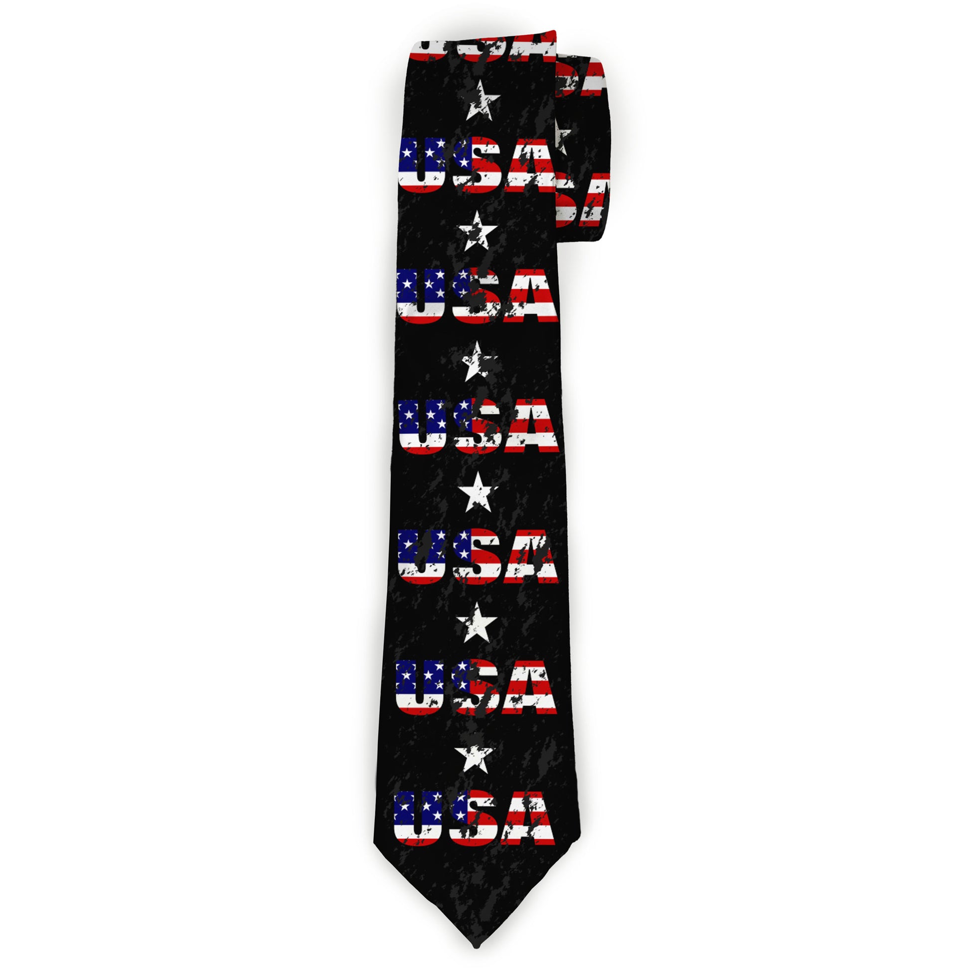 Buckle-Down Necktie - USA w/Star Black/US Flags Neckties Buckle-Down