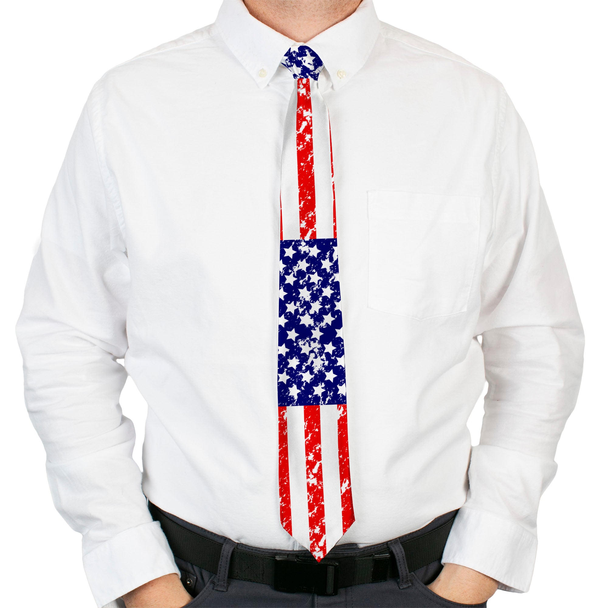 Buckle-Down Necktie - United States Flags C/U Weathered Neckties Buckle-Down