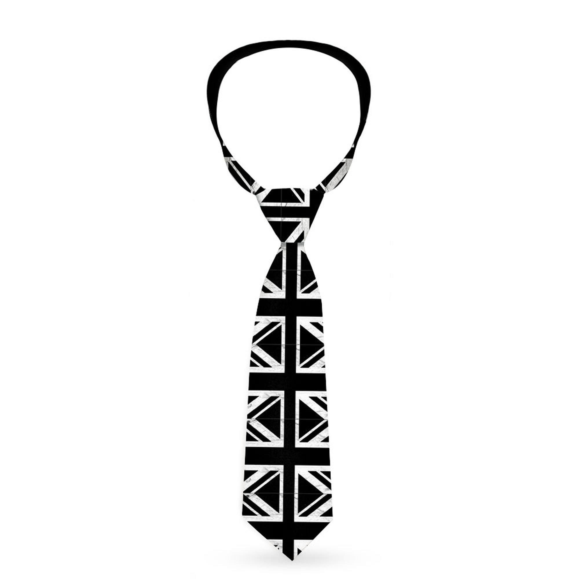 Buckle-Down Necktie - Union Jack Distressed Black/White Neckties Buckle-Down