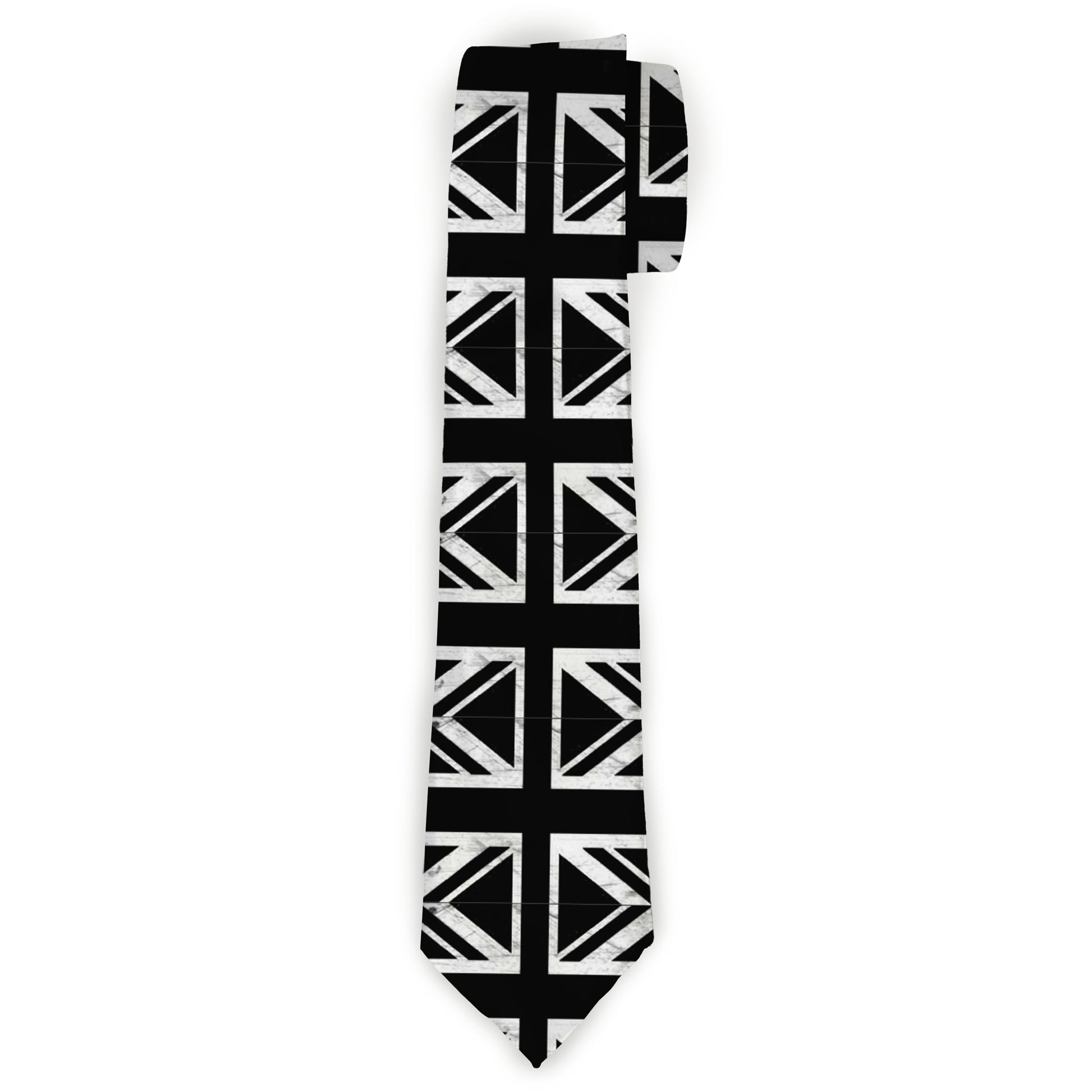 Buckle-Down Necktie - Union Jack Distressed Black/White Neckties Buckle-Down