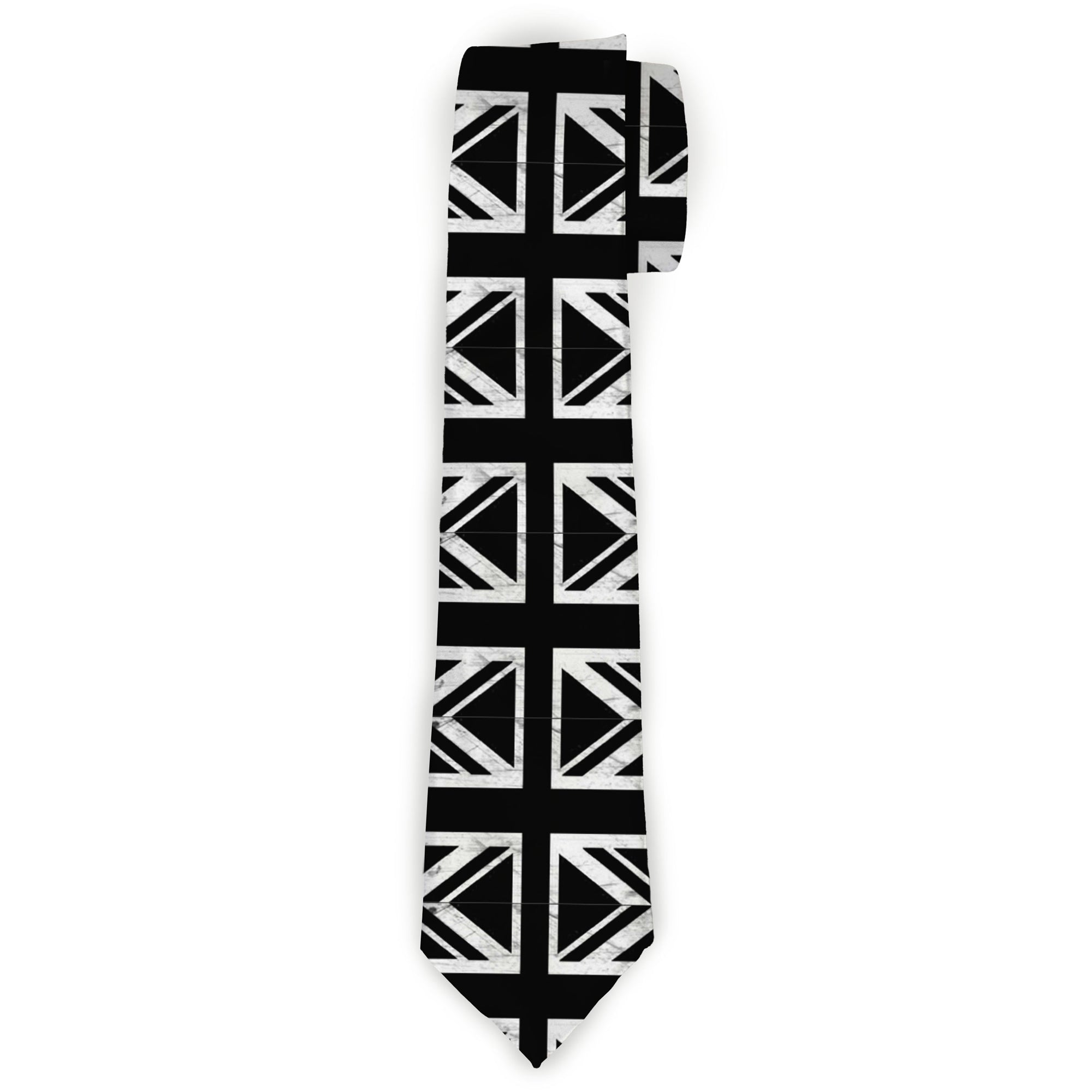 Buckle-Down Necktie - Union Jack Distressed Black/White Neckties Buckle-Down