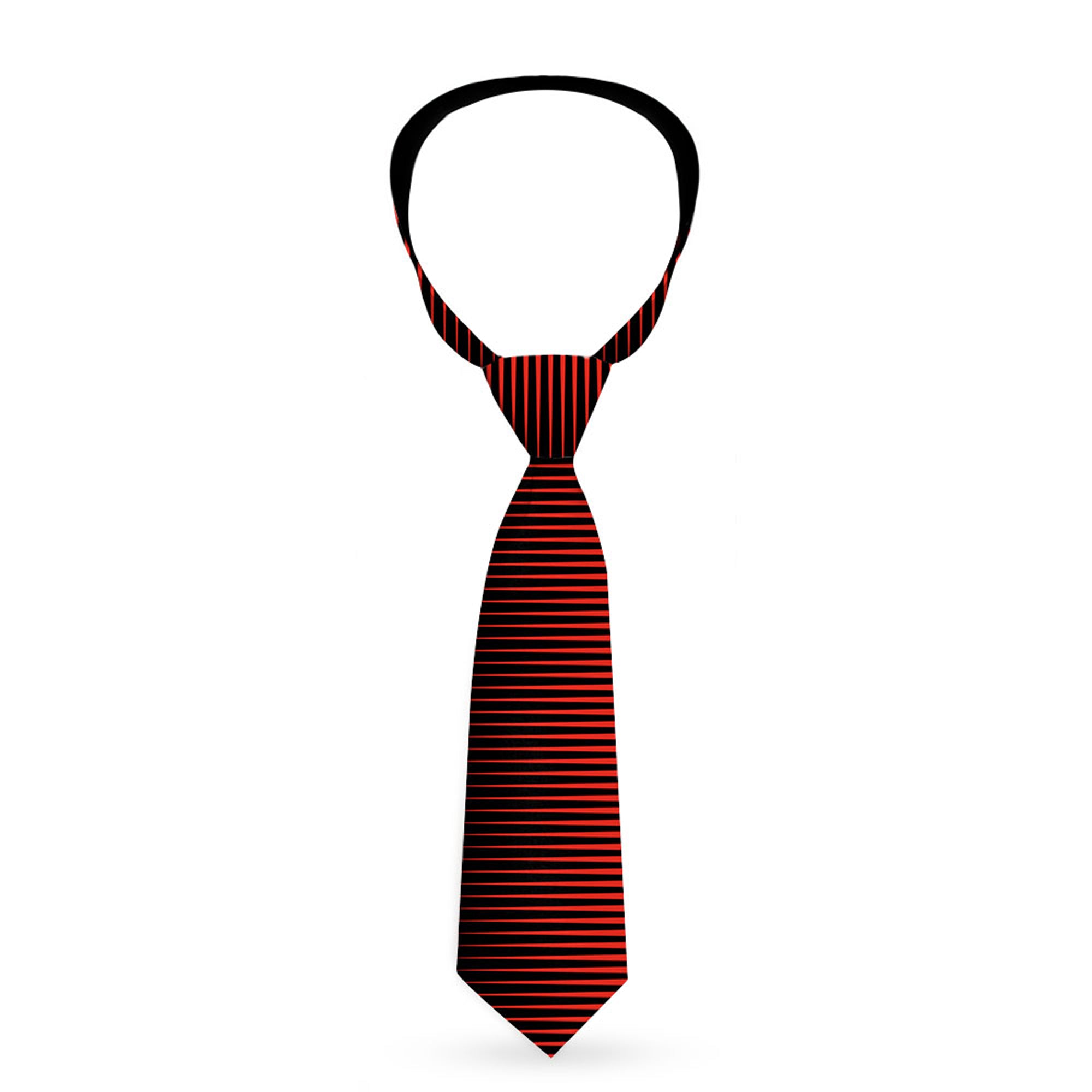 Buckle-Down Necktie - Vertical Stripes Transition Black/Red Neckties Buckle-Down