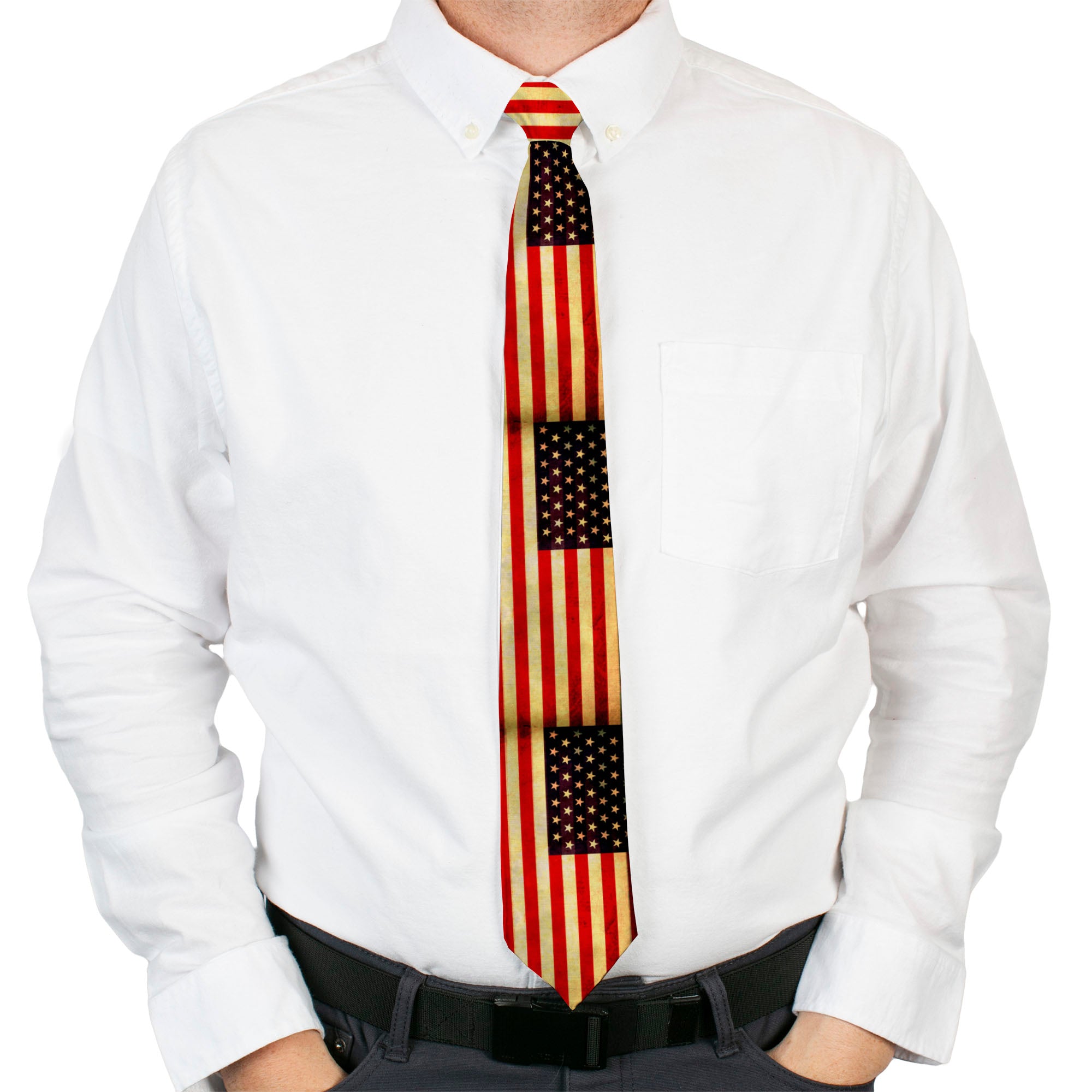 Buckle-Down Necktie - Vintage US Flag Repeat Neckties Buckle-Down