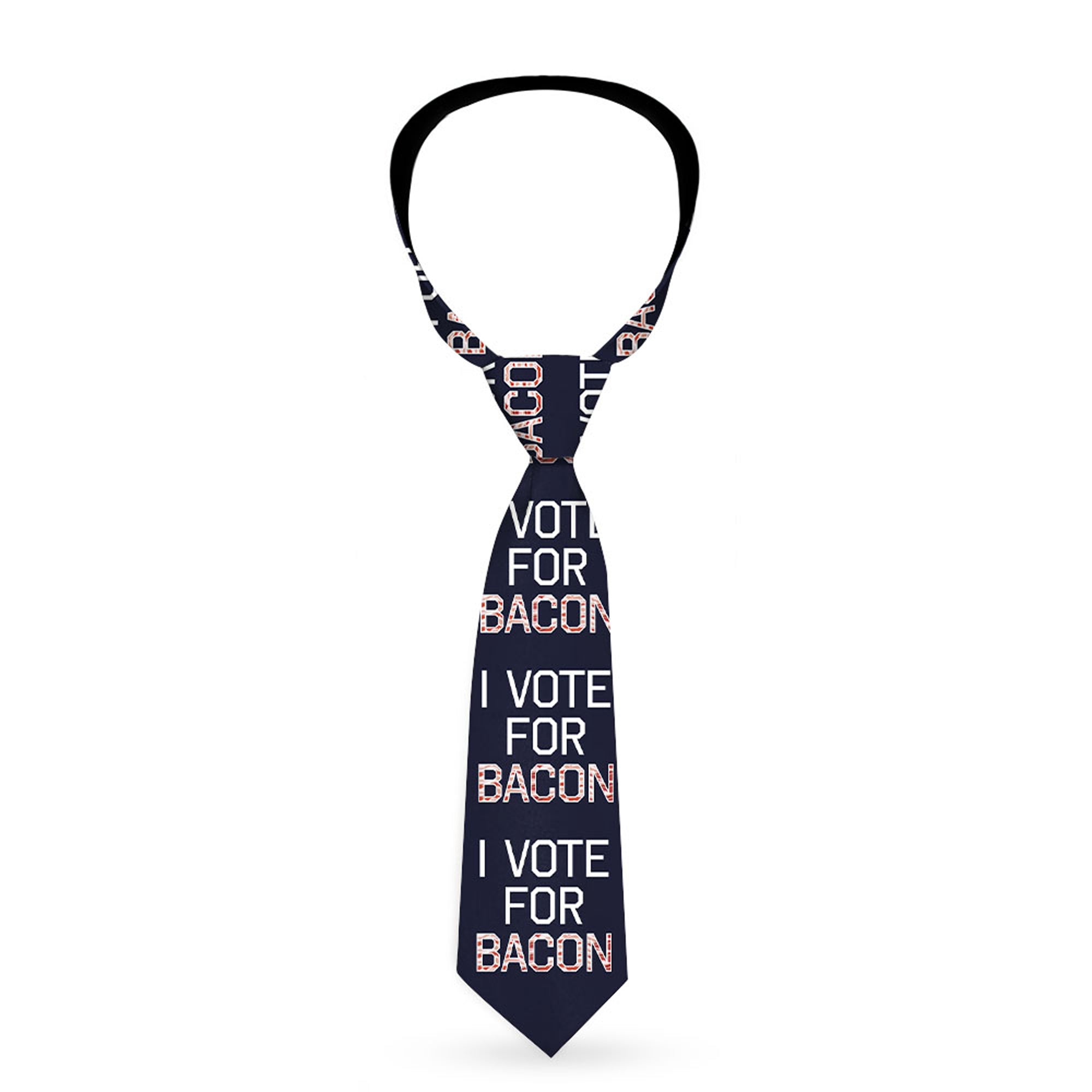 Buckle-Down Necktie - VOTE FOR BACON Black/White/Bacon Neckties Buckle-Down
