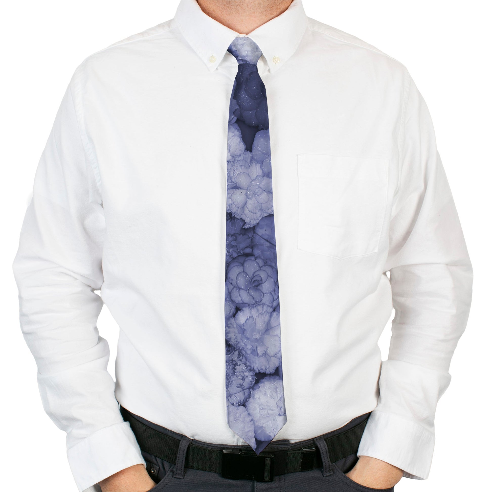 Buckle-Down Necktie - Vivid Floral Collage2 Blues Neckties Buckle-Down